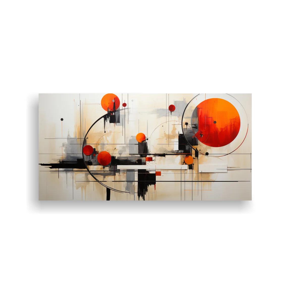 Cuadro de círculos rojos y naranjas con arcos geométricos — imagen principal