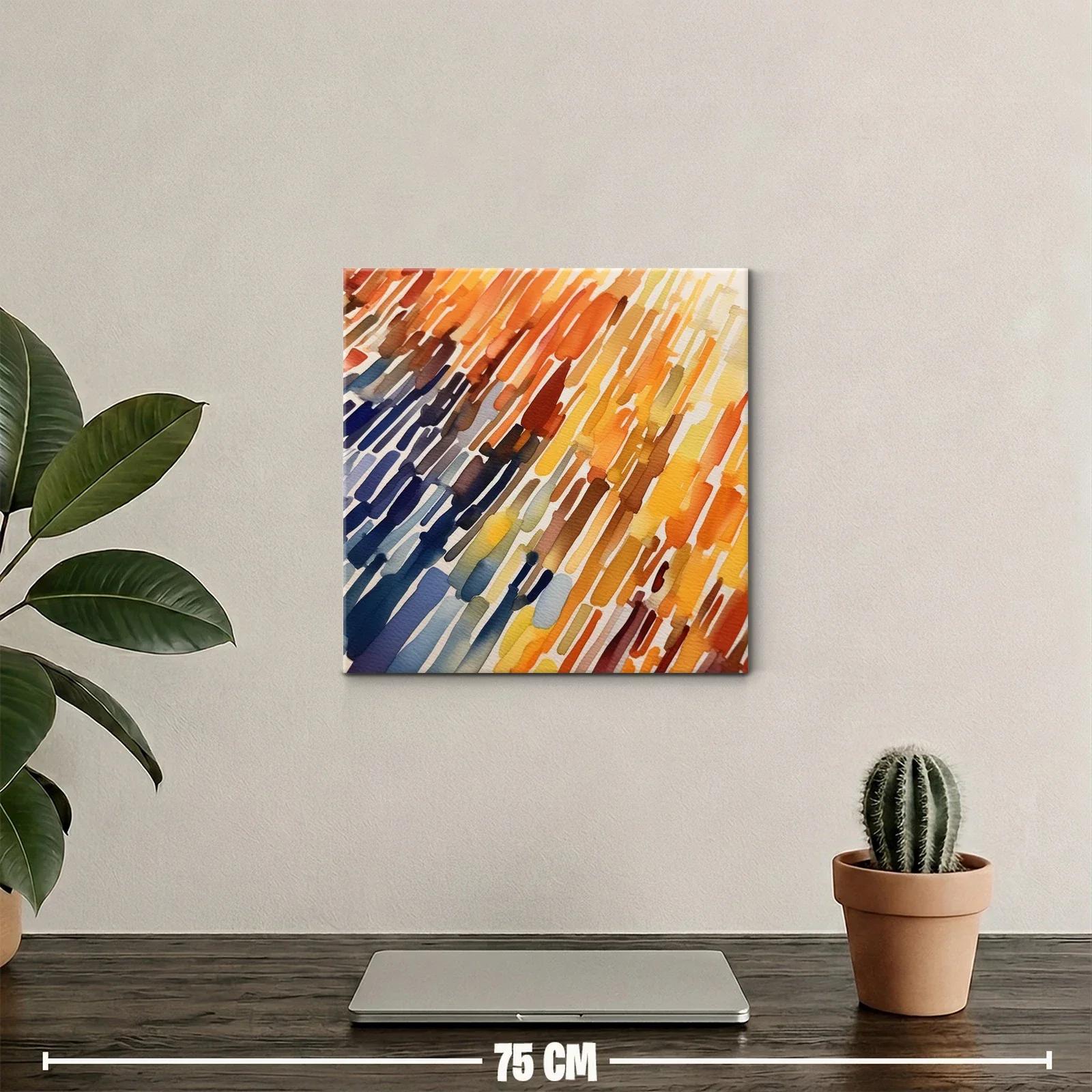 Arte abstracto con tonos cálidos y fríos en trazos verticales — miniatura 2