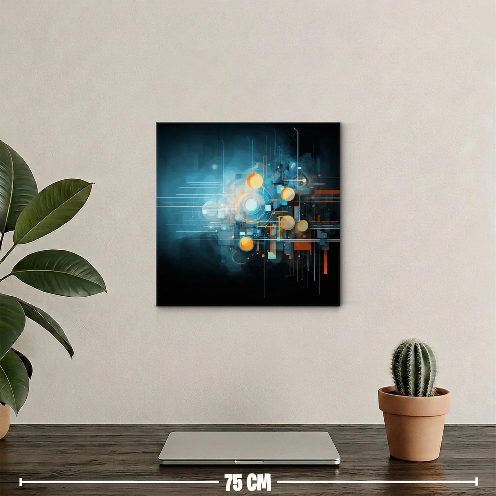 Composición abstracta futurista con tonos azules y naranjas — miniatura 2