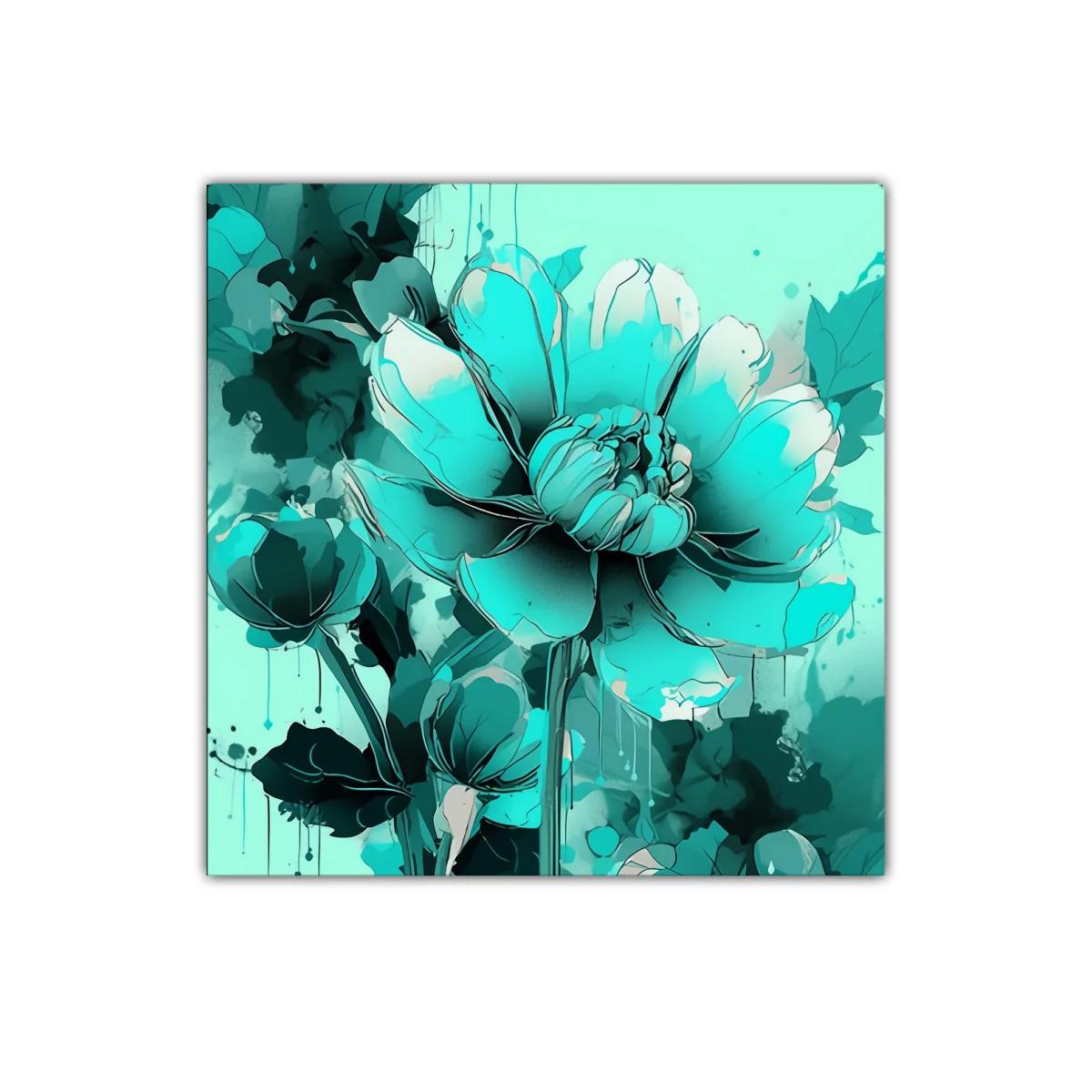 Flor decorativa en tonos turquesa con efecto acuarela — imagen principal