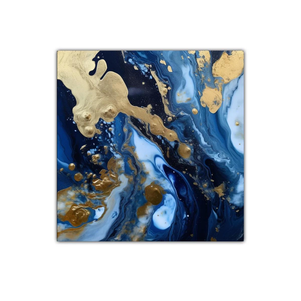 Cuadro abstracto con tonos azul oscuro y dorado elegante — imagen principal