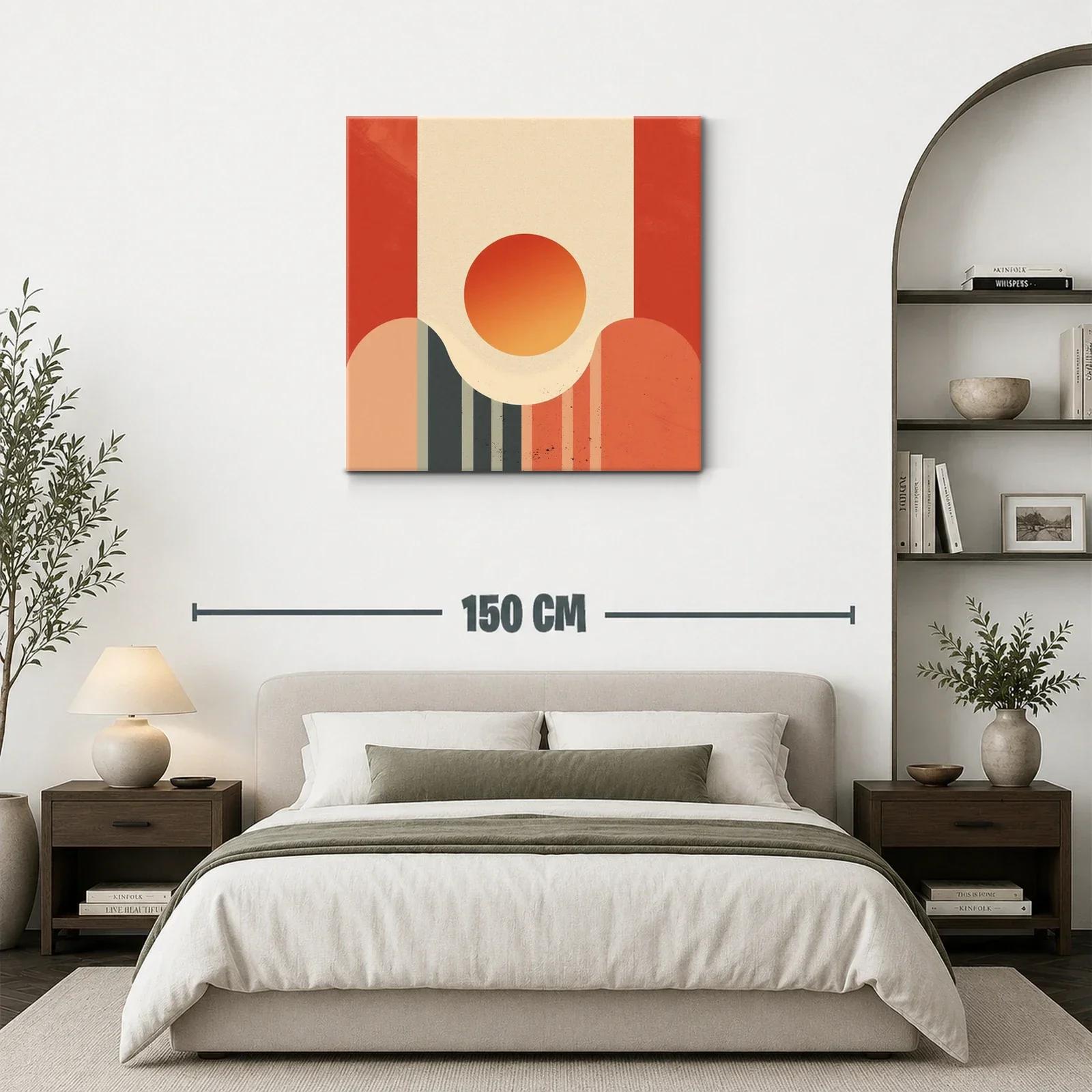 Composición geométrica con sol abstracto en tonos cálidos — miniatura 3