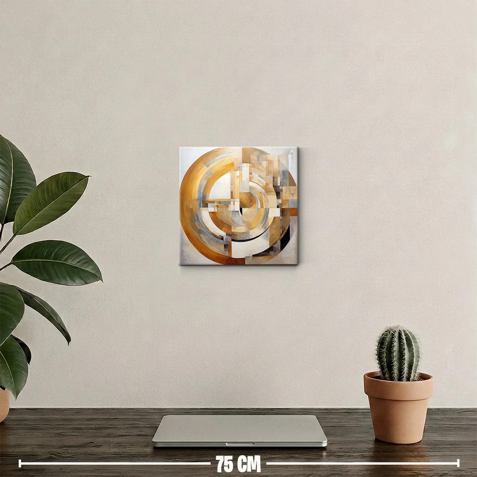 Cuadro decorativo con diseño geométrico y tonos cálidos — miniatura 2