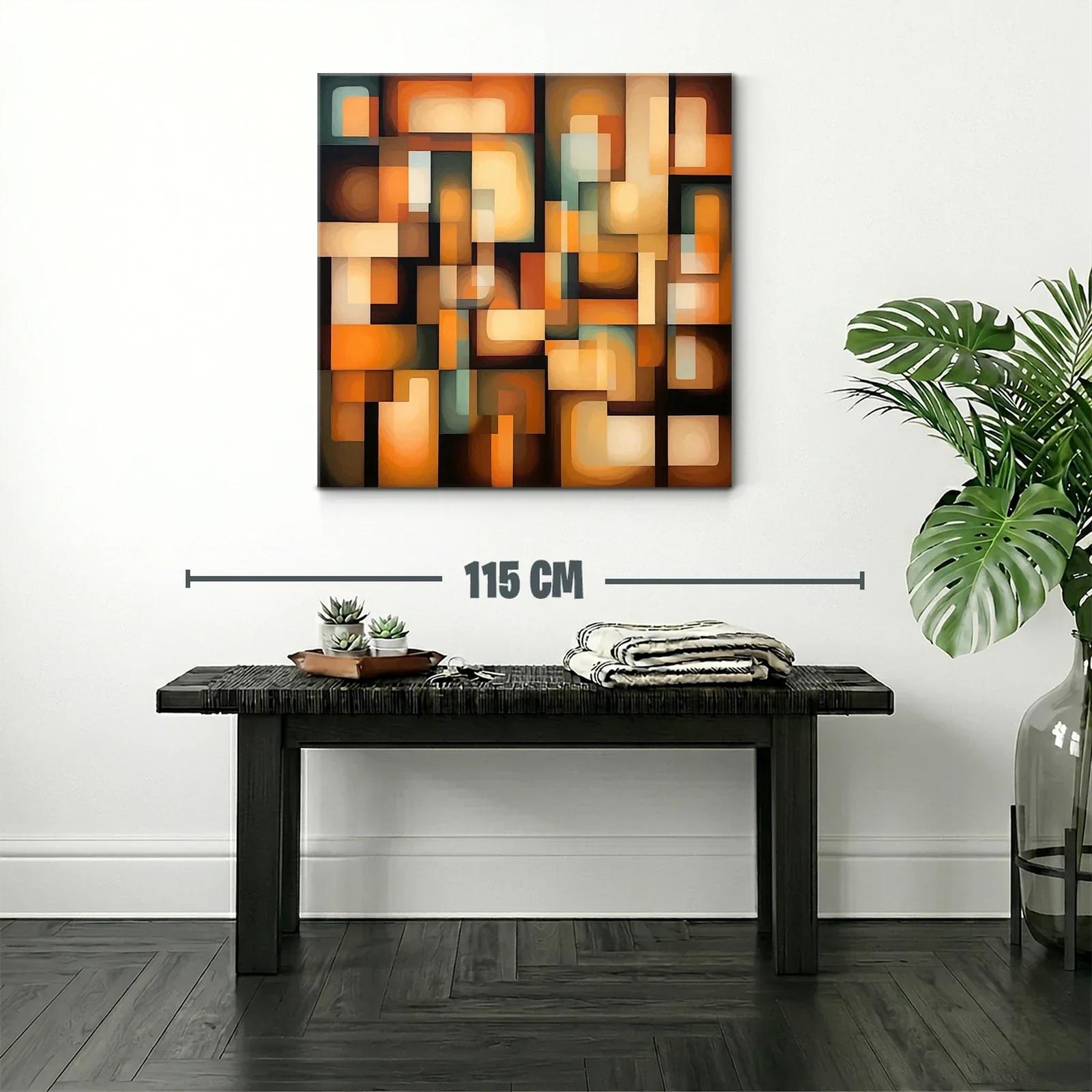 Cuadro abstracto en tonos cálidos y formas geométricas — miniatura 2