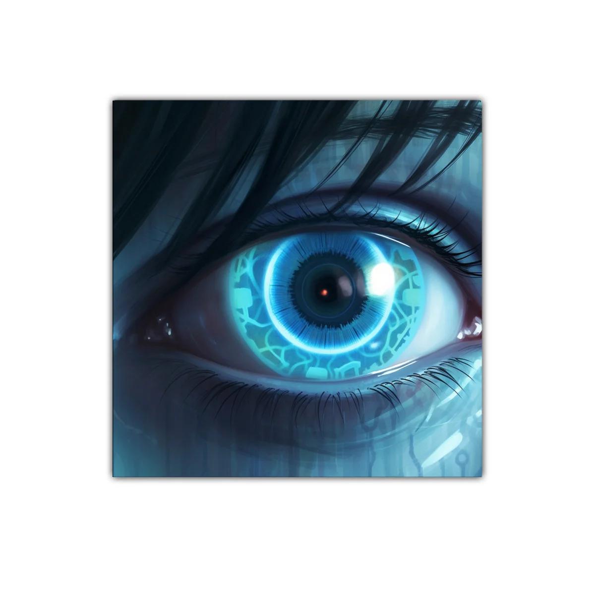 Ojo futurista con iris tecnológico en tonos azules — imagen principal