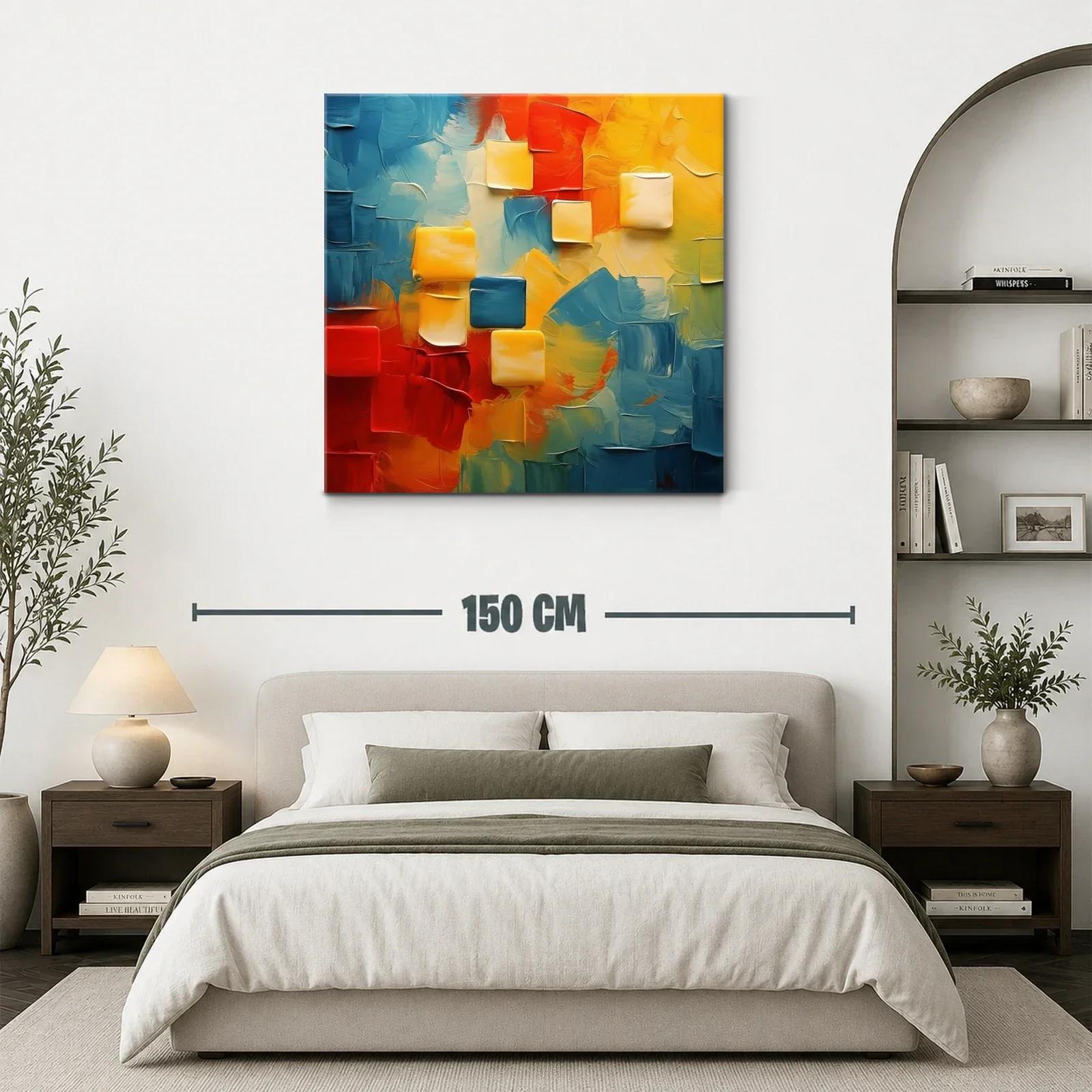 Cuadro abstracto con vibrantes tonos cálidos y fríos — miniatura 3