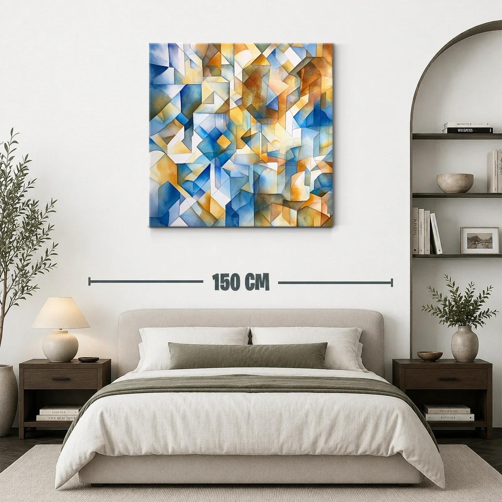 Composición abstracta con tonos azules y ocres cálidos — miniatura 3