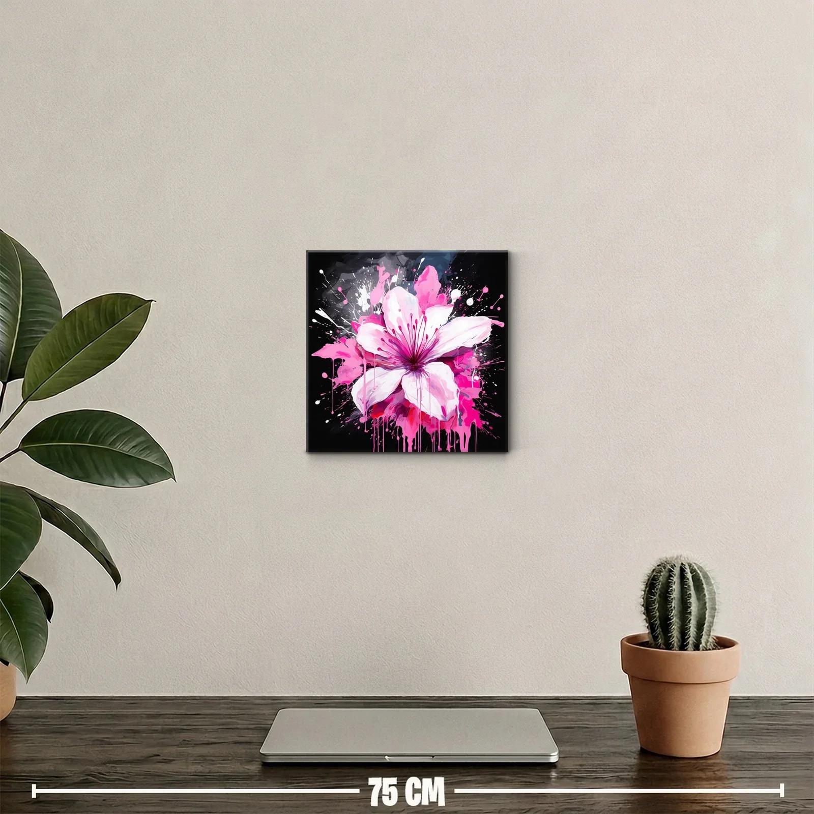 Flor vibrante con explosión de colores en negro y rosa — miniatura 2