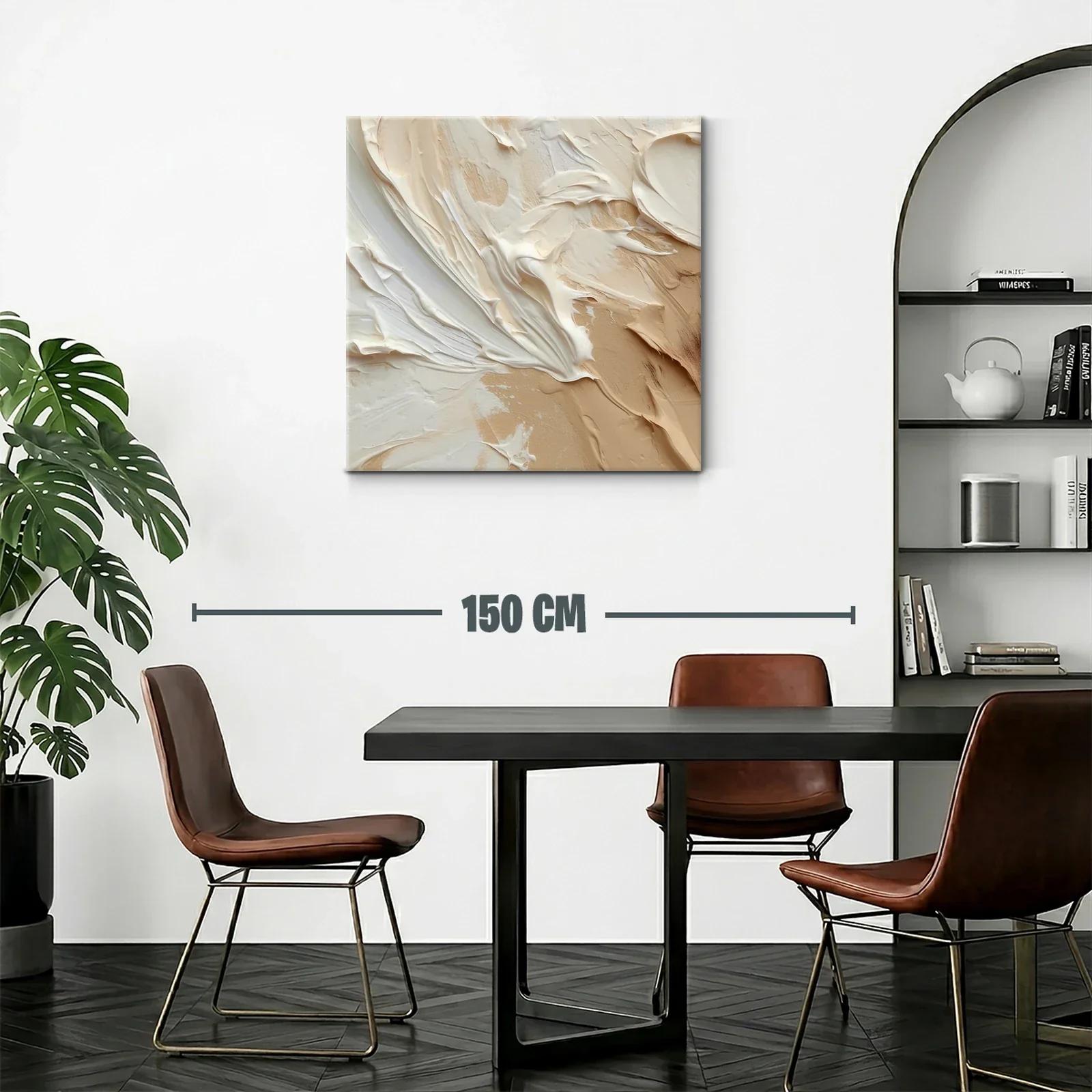 Cuadro abstracto en tonos beige y crema para ambientes cálidos — miniatura 2