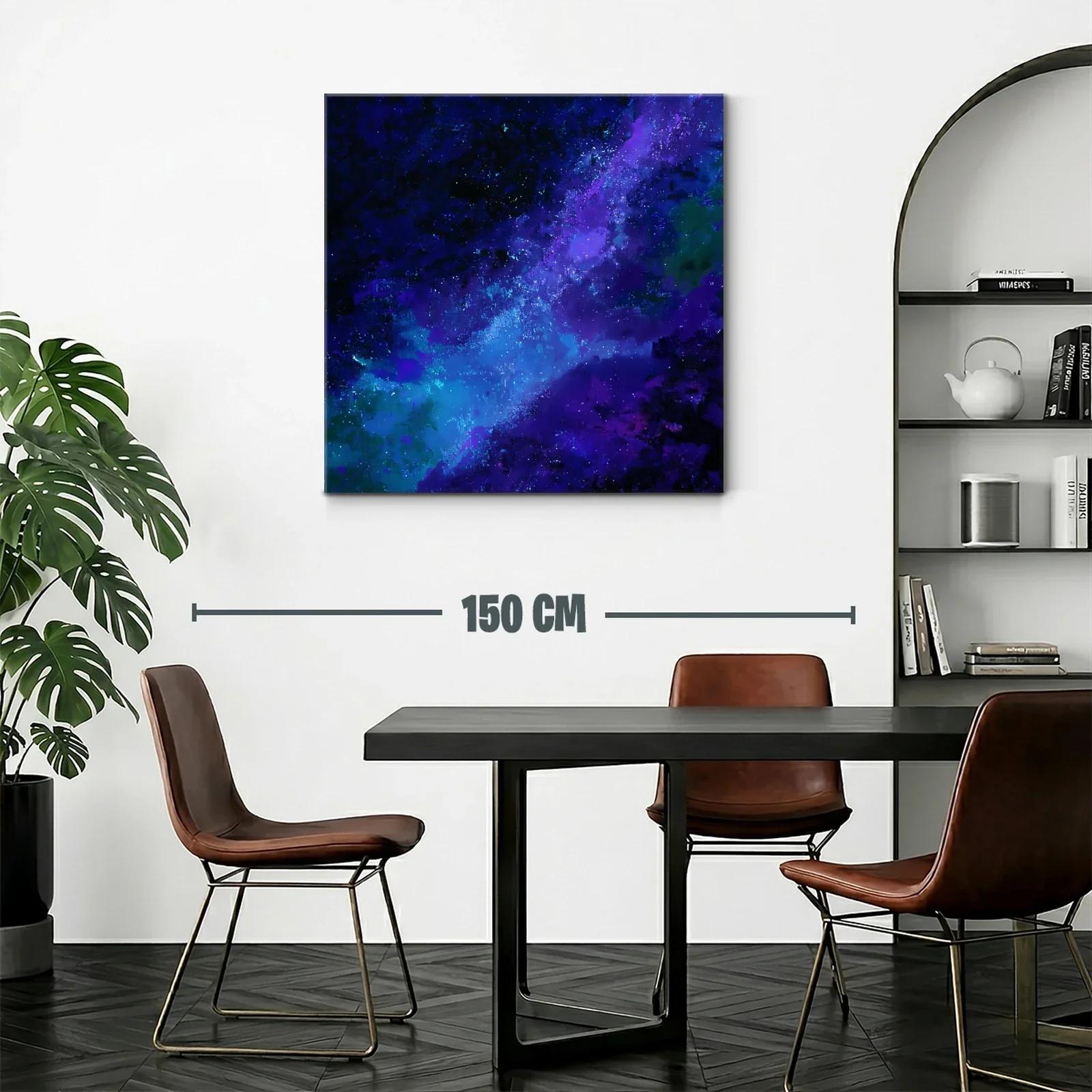 Cuadro abstracto con galaxia en tonos azules y morados — miniatura 2