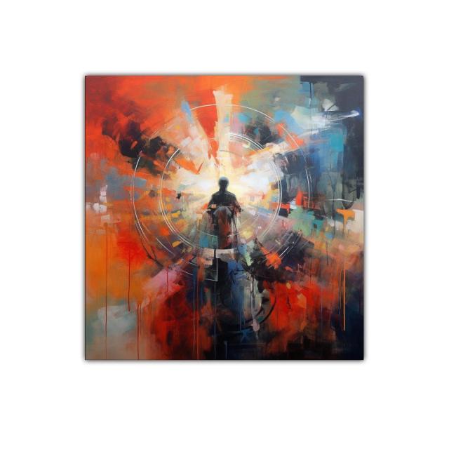 Figura Silenciosa en Explosión de Color y Luz