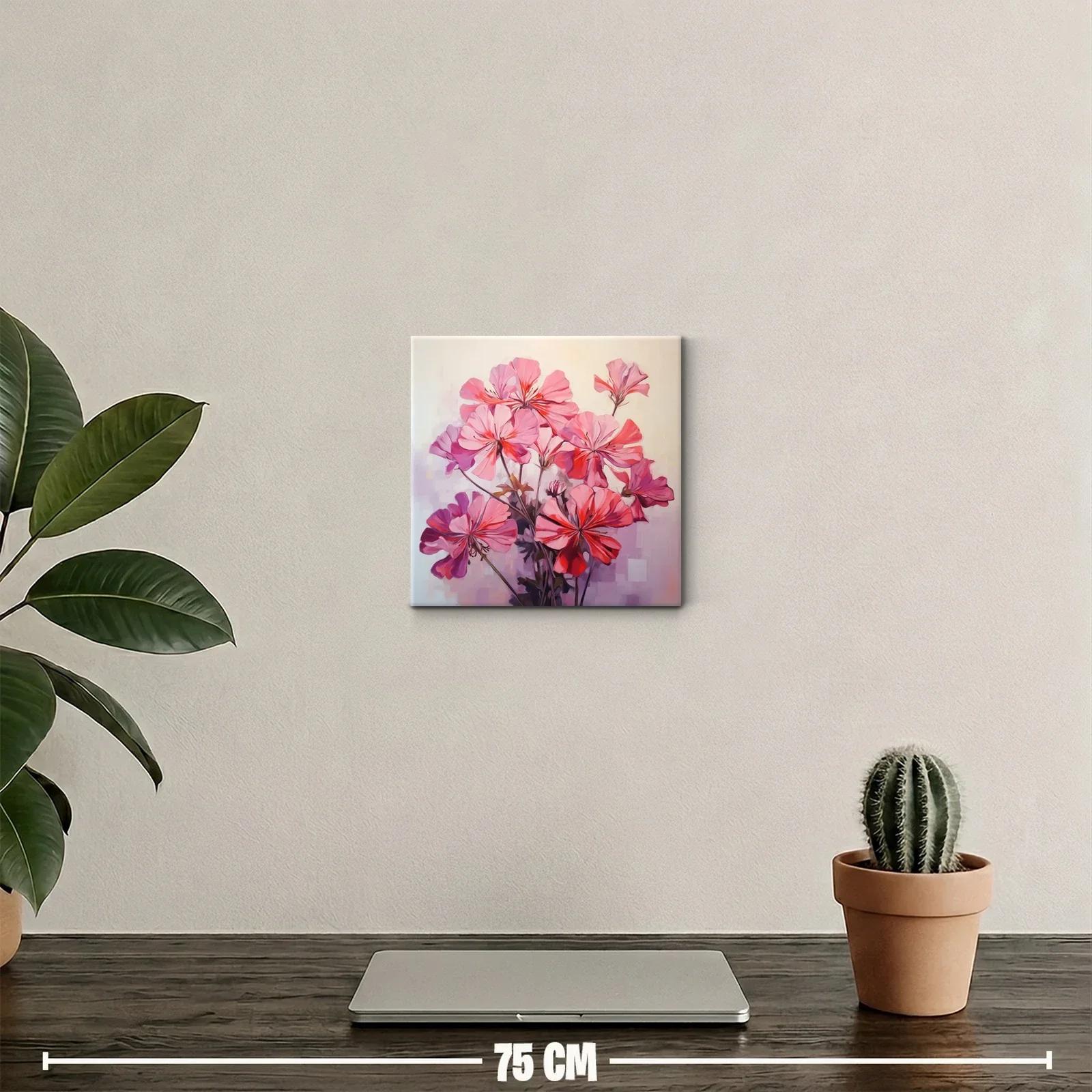 Cuadro decorativo con flores en tonos rosa y púrpura — miniatura 2