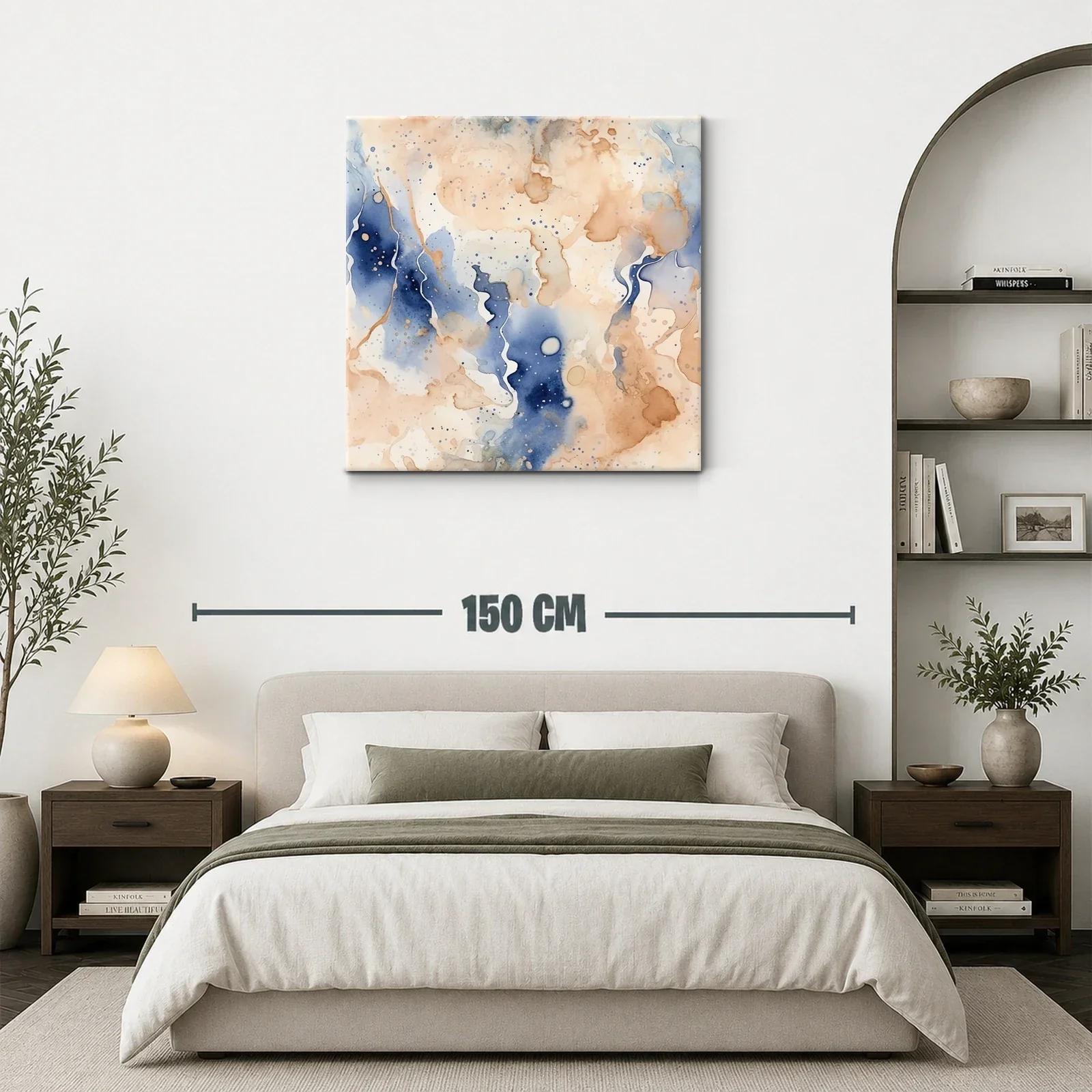 Cuadro abstracto en tonos azules y beige para ambientes modernos — miniatura 3