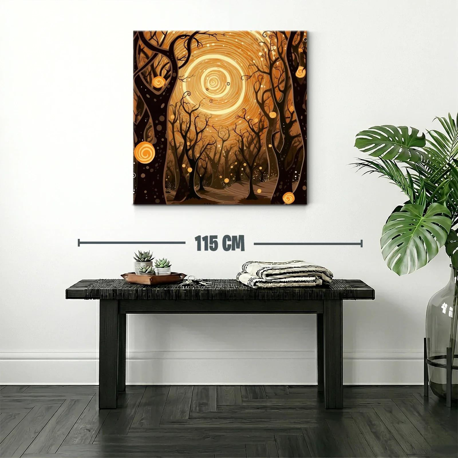 Bosque encantado bajo un sol espiral dorado — miniatura 2