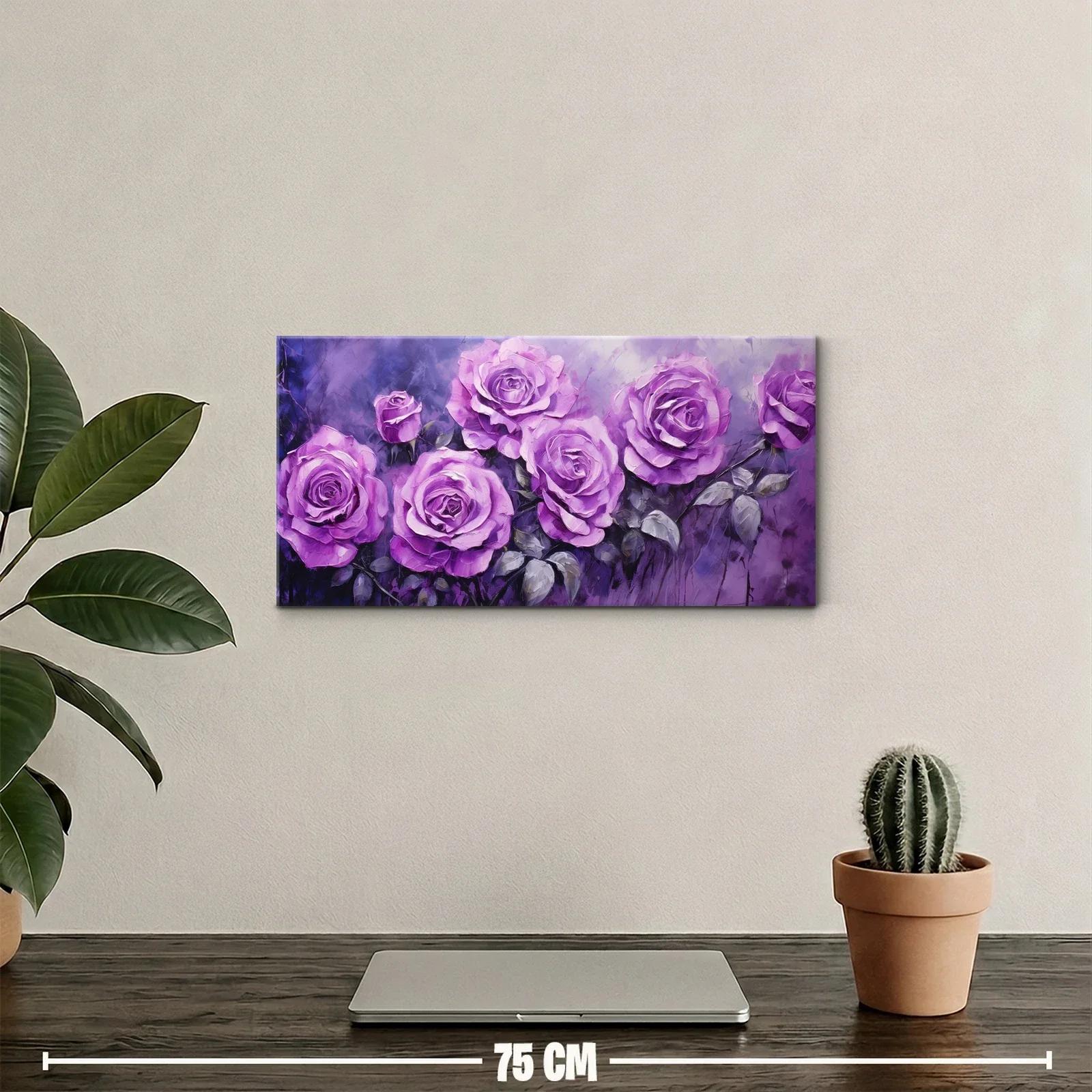 Cuadro rosas moradas con fondo brumoso violeta — miniatura 2