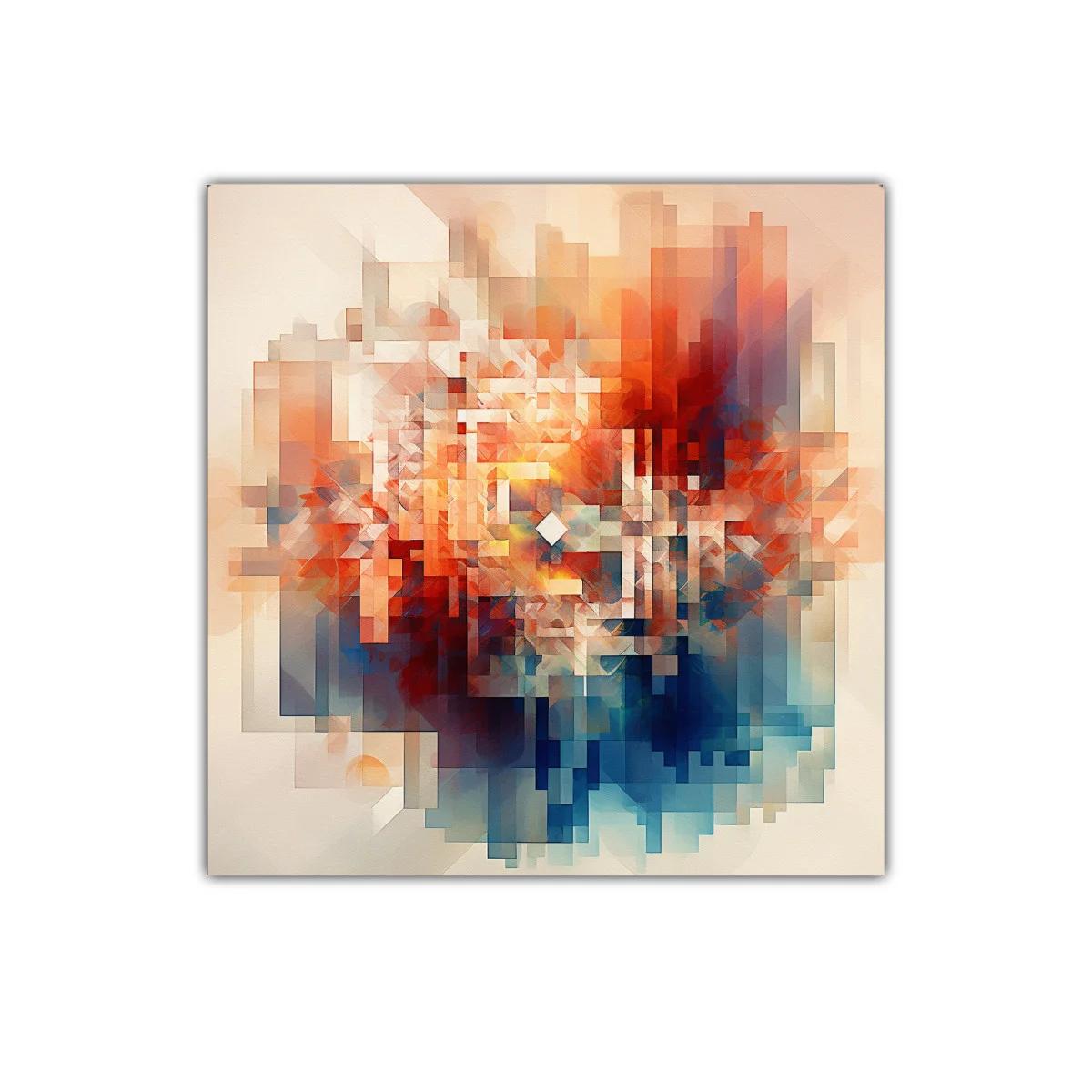 Cuadro decorativo abstracto con vibrantes tonos cálidos y fríos