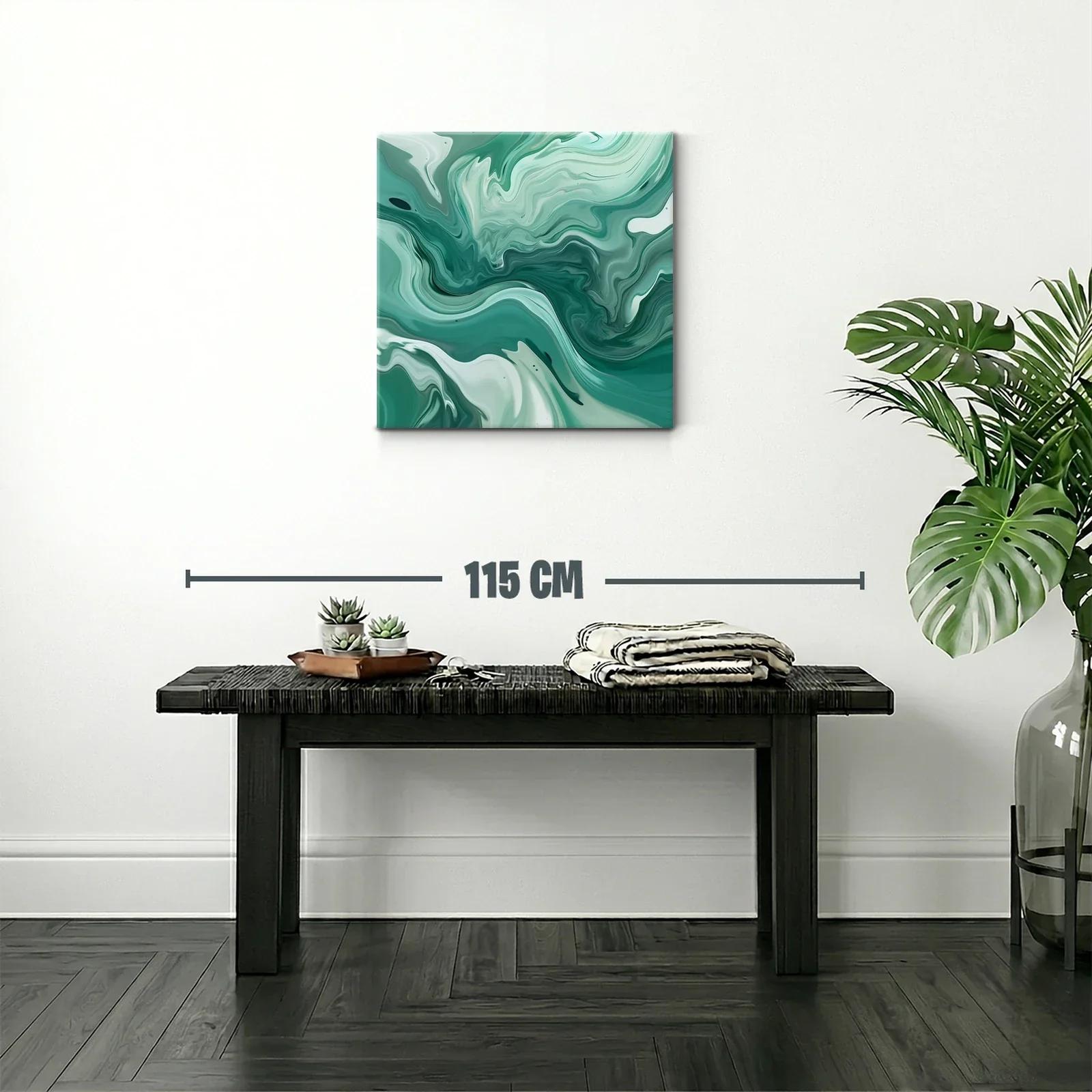 Arte abstracto fluido en tonos verdes y blancos — miniatura 2