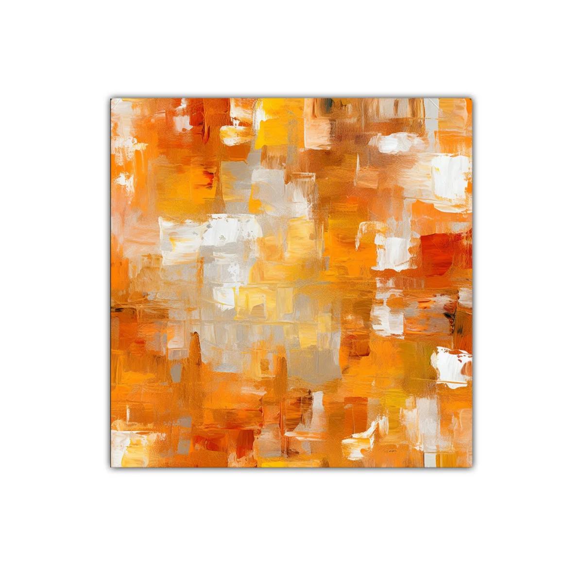 Cuadro abstracto con tonos cálidos y naranja vibrante — imagen principal