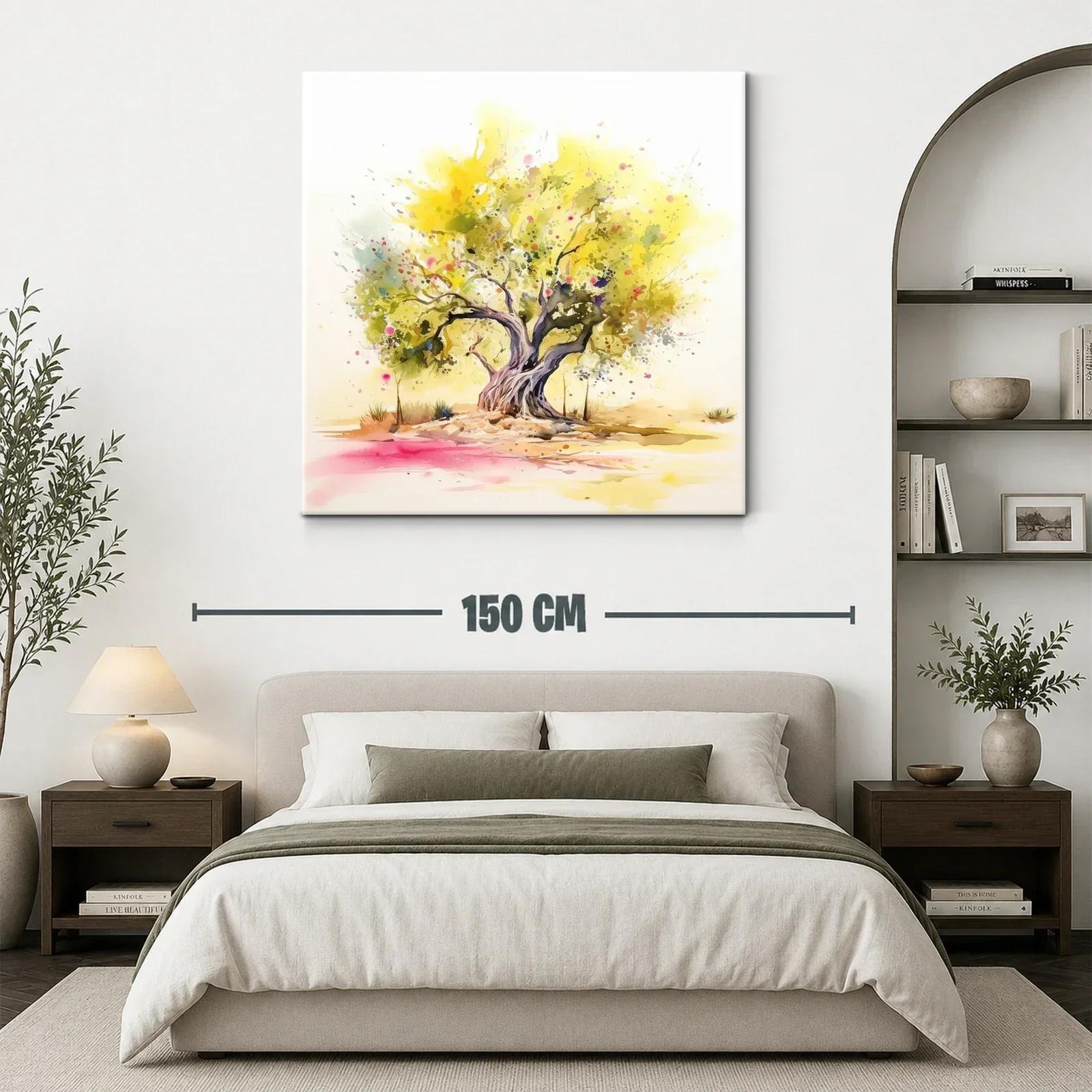 Árbol con follaje amarillo en acuarela vibrante — miniatura 3