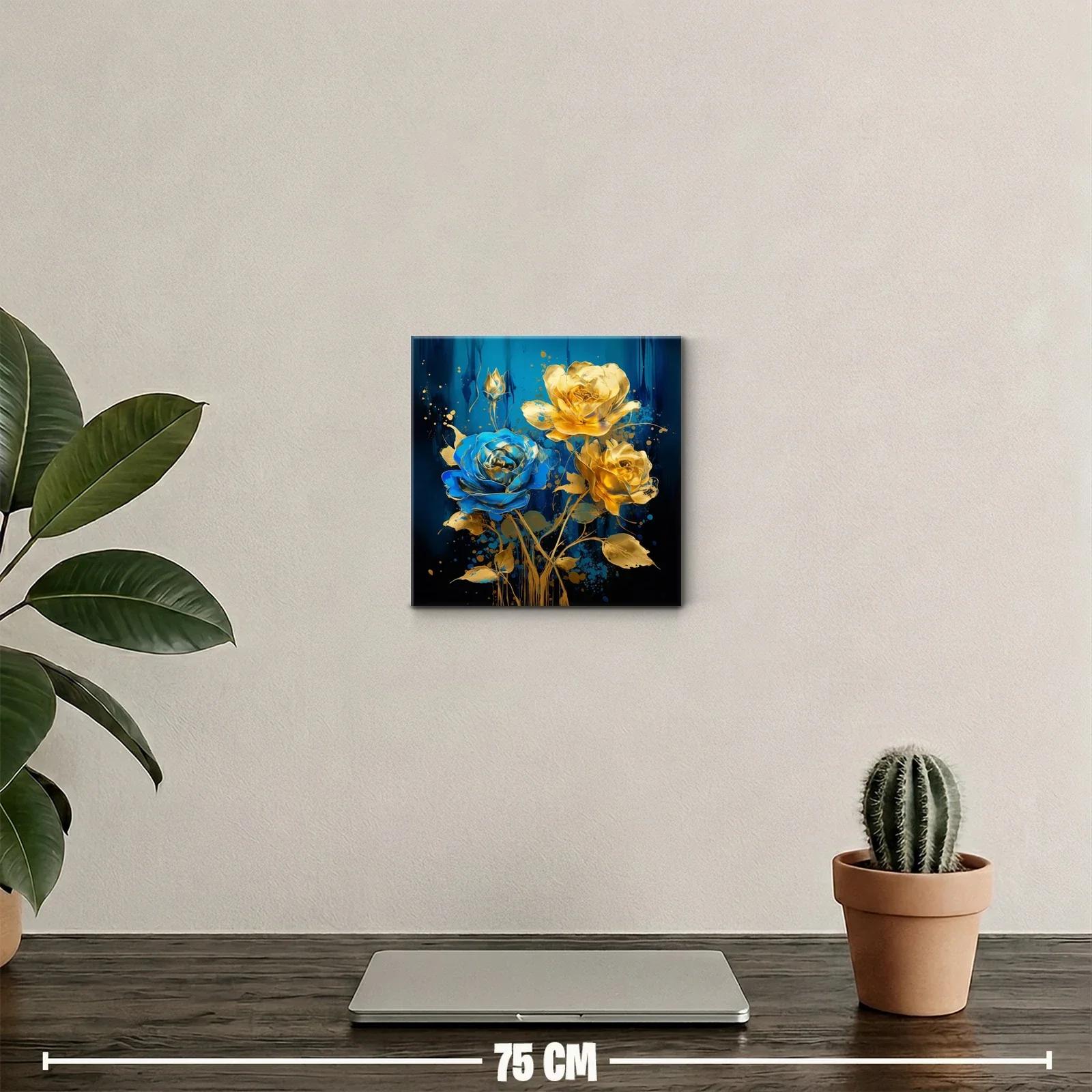 Ramo de rosas doradas y azul eléctrico vibrante — miniatura 2