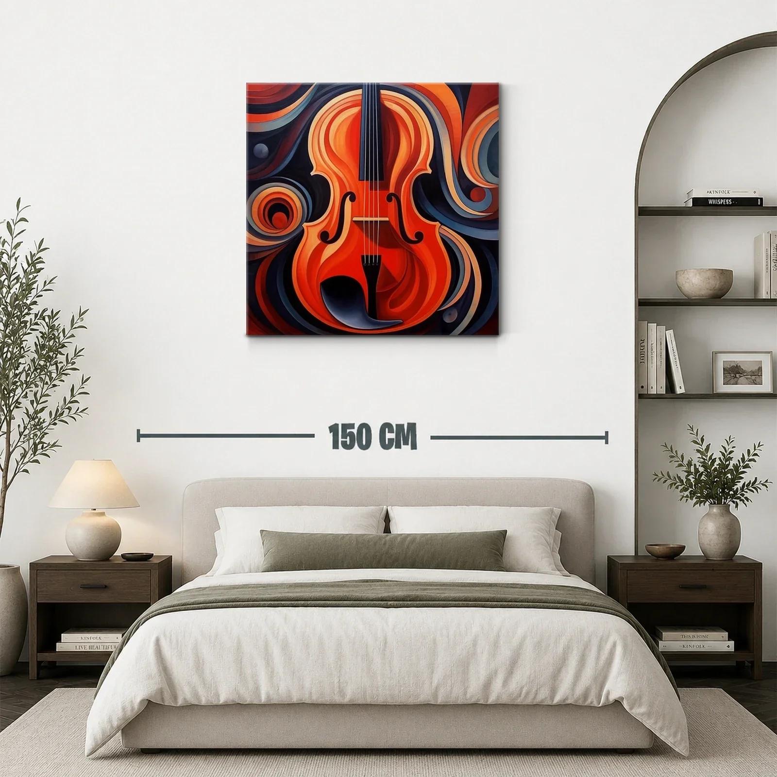 Cuadro vibrante con violín en tonos cálidos y abstractos — miniatura 3