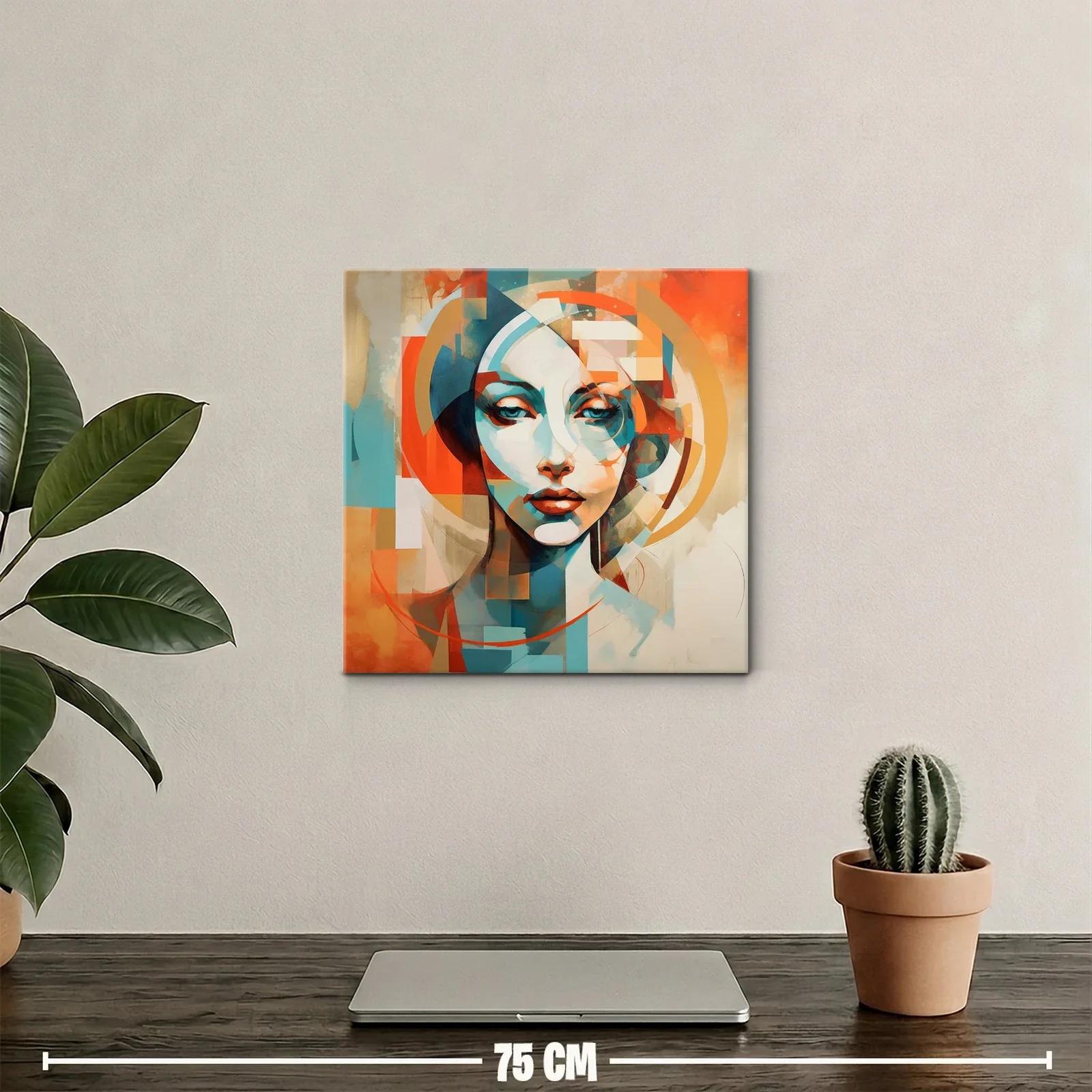 Retrato moderno en tonos cálidos y azules vibrantes — miniatura 2