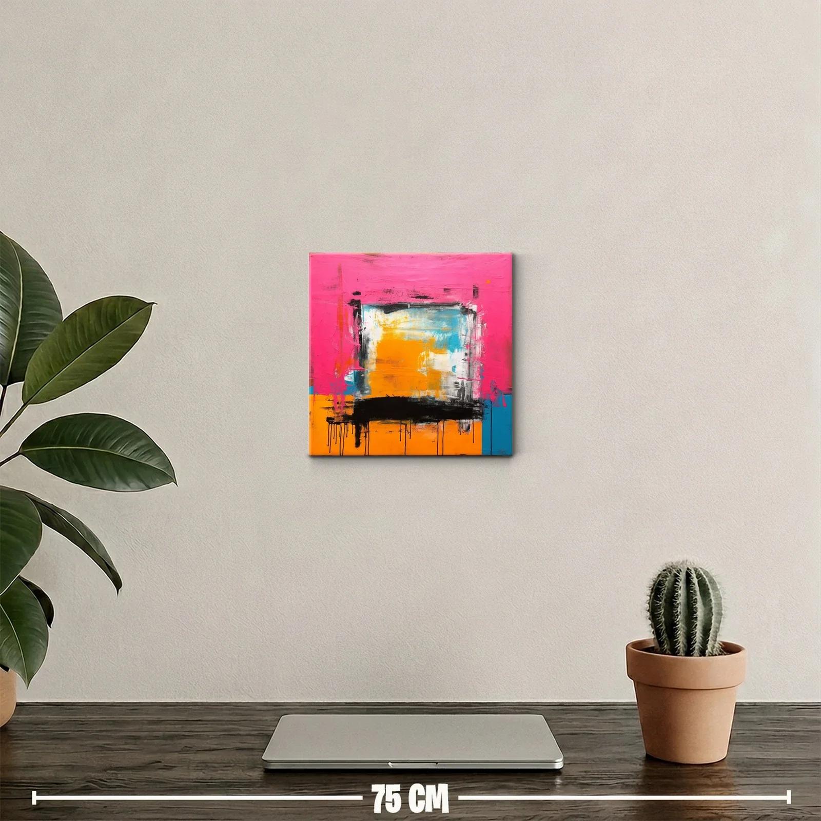 Cuadro abstracto con vibrantes tonos rosa y naranja — miniatura 2
