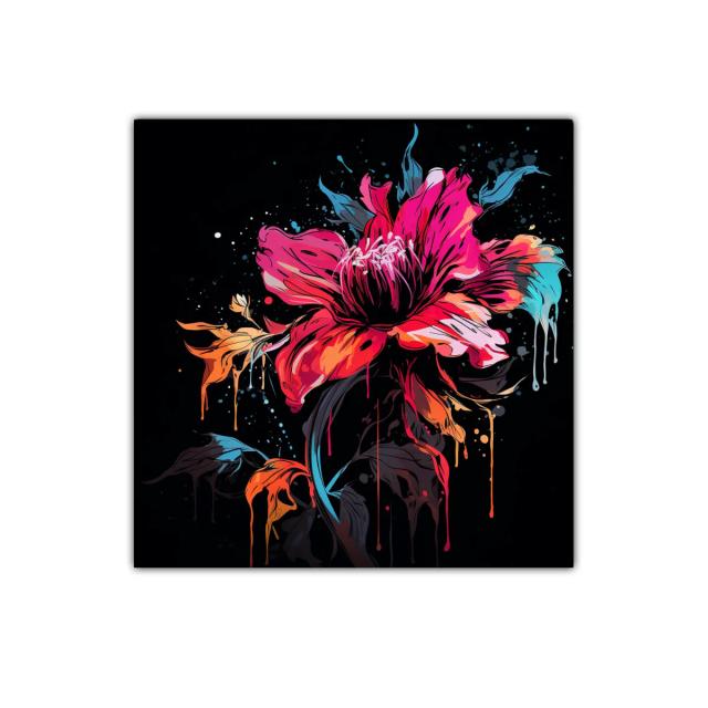 Flor vibrante con colores intensos sobre fondo oscuro