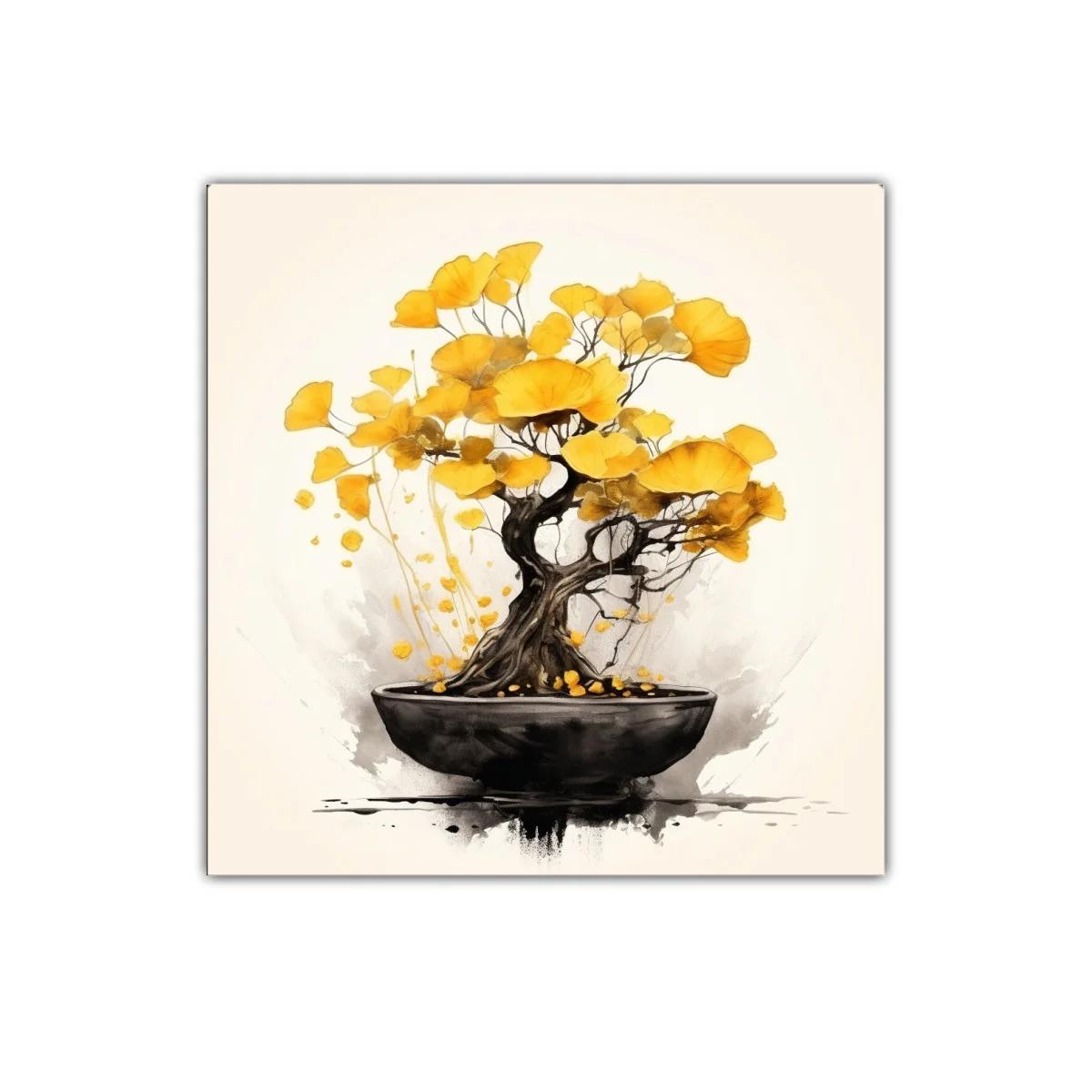 Árbol bonsái con hojas doradas en delicado equilibrio — imagen principal