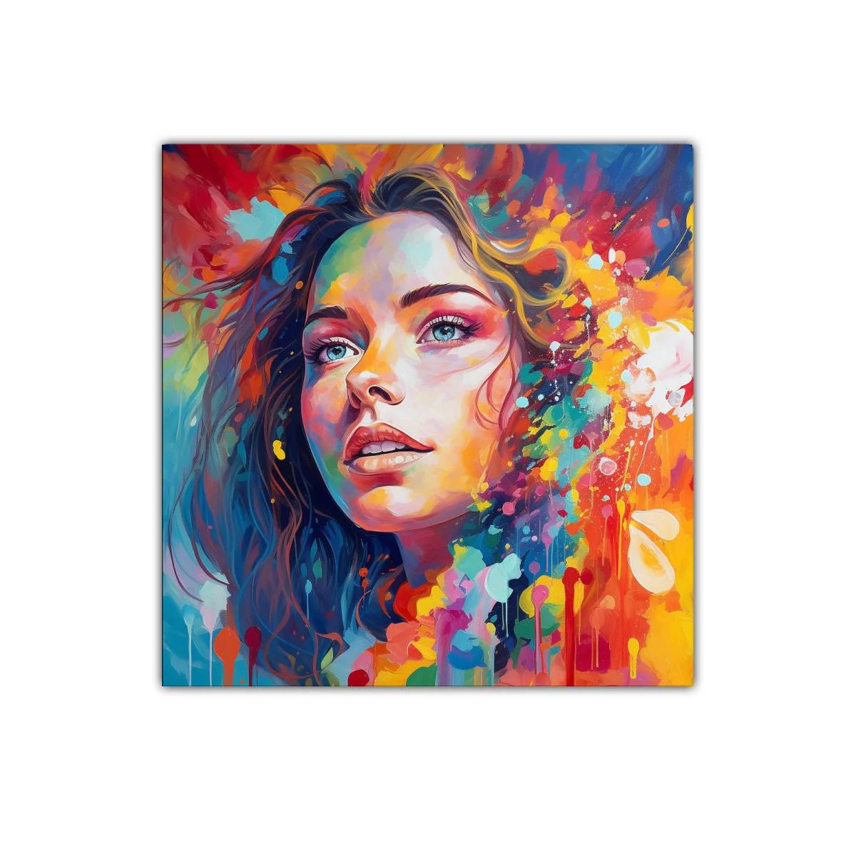 Retrato vibrante con explosión de color y expresión intensa — imagen principal