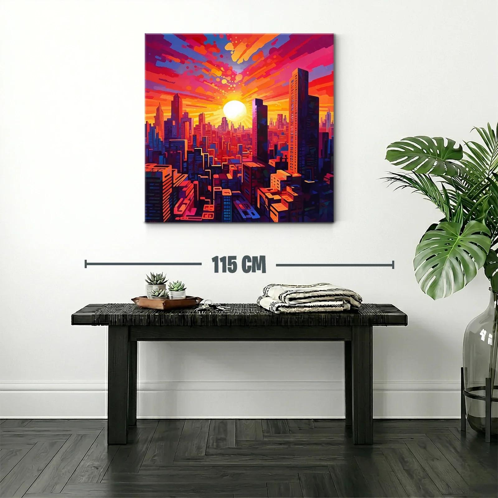 Atardecer vibrante sobre ciudad moderna llena de energía — miniatura 2