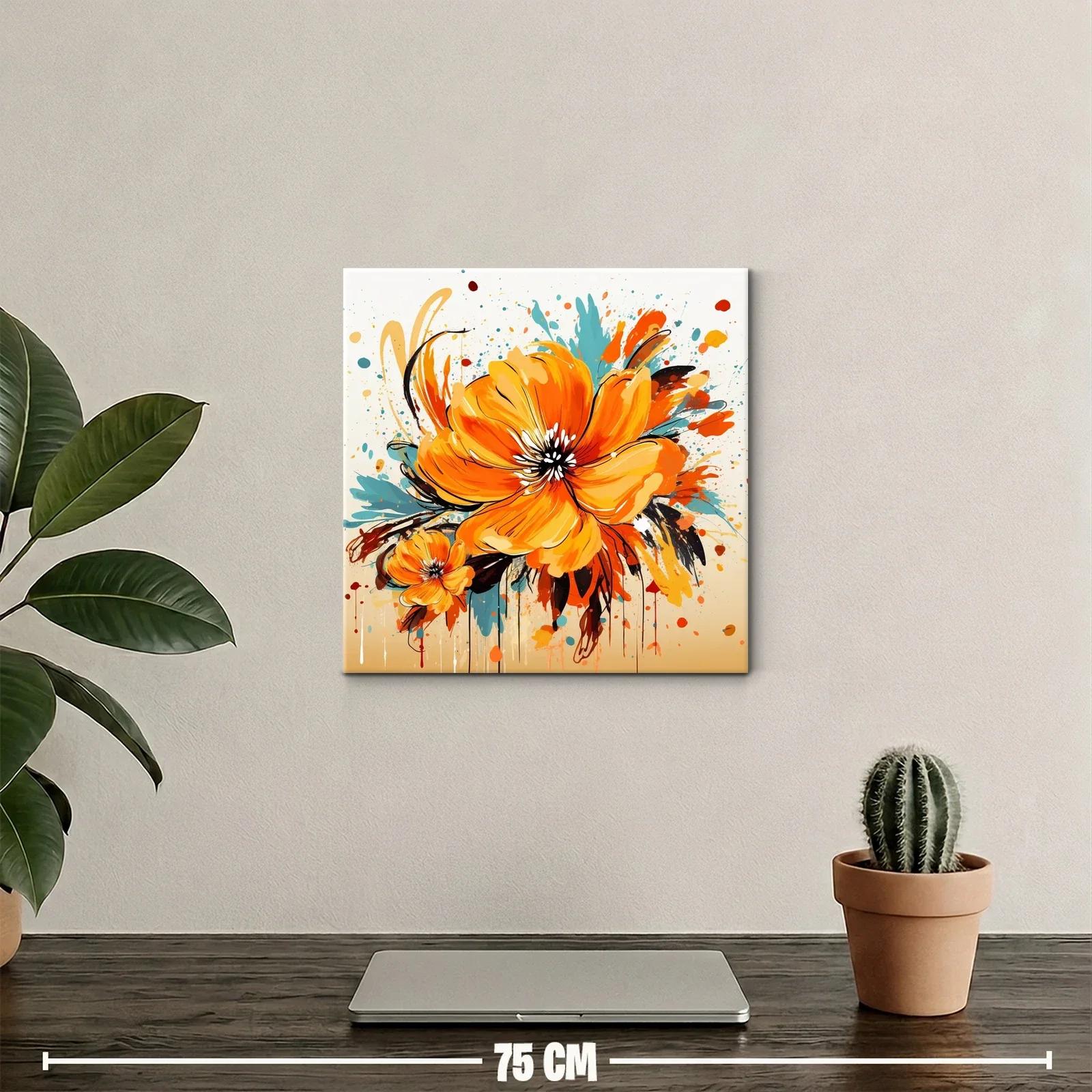 Explosión vibrante de flores en tonos naranjas y azules — miniatura 2