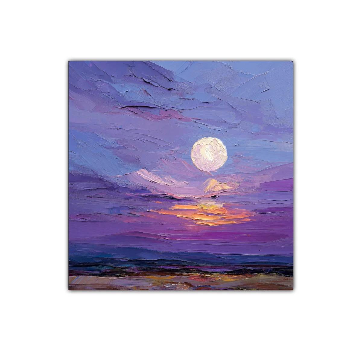 Cielo Nocturno con Luna y Atardecer en Tonos Morados — imagen principal