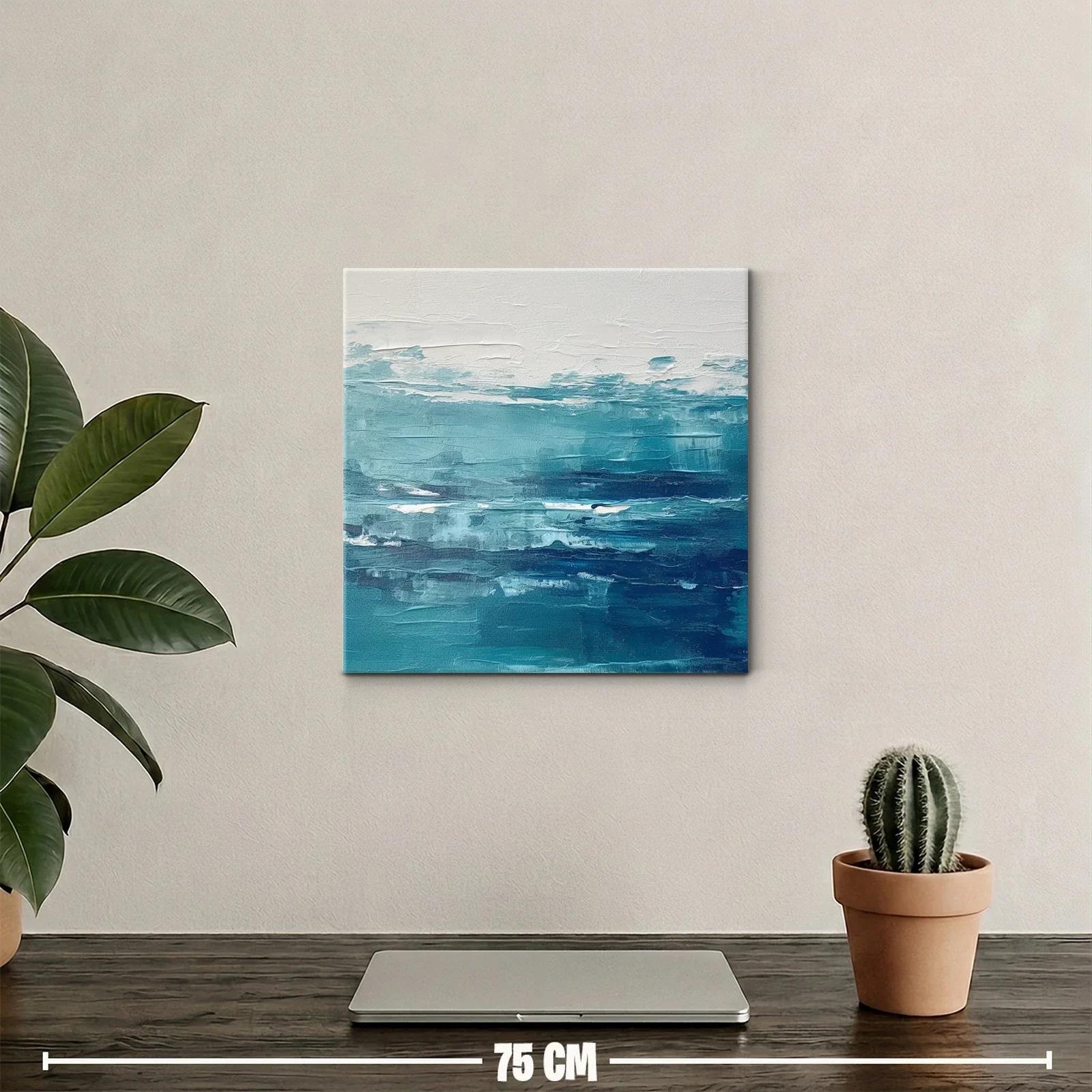 Cuadro abstracto con tonos azules para ambiente sereno — miniatura 2