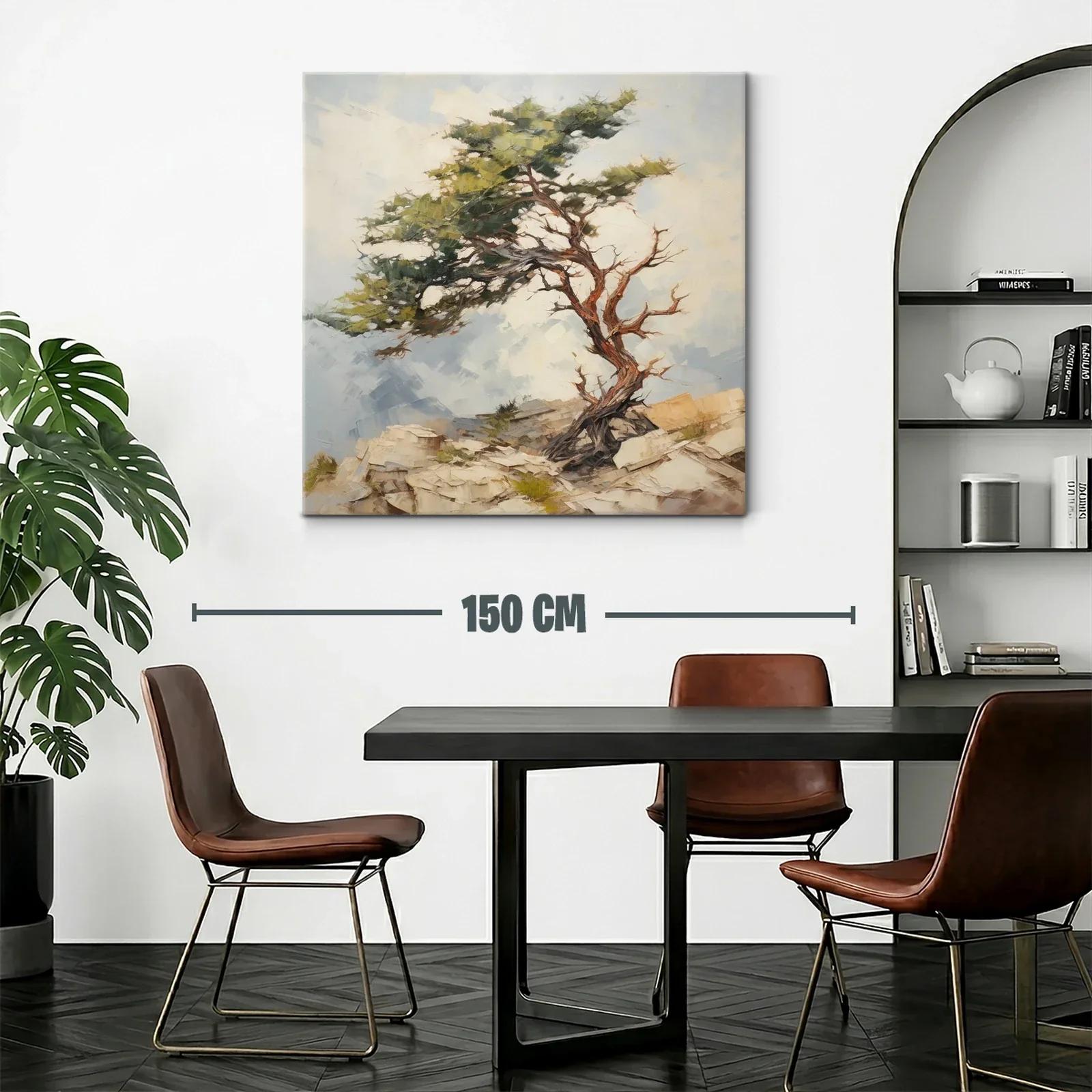 Árbol solitario sobre rocas con cielo despejado — miniatura 2