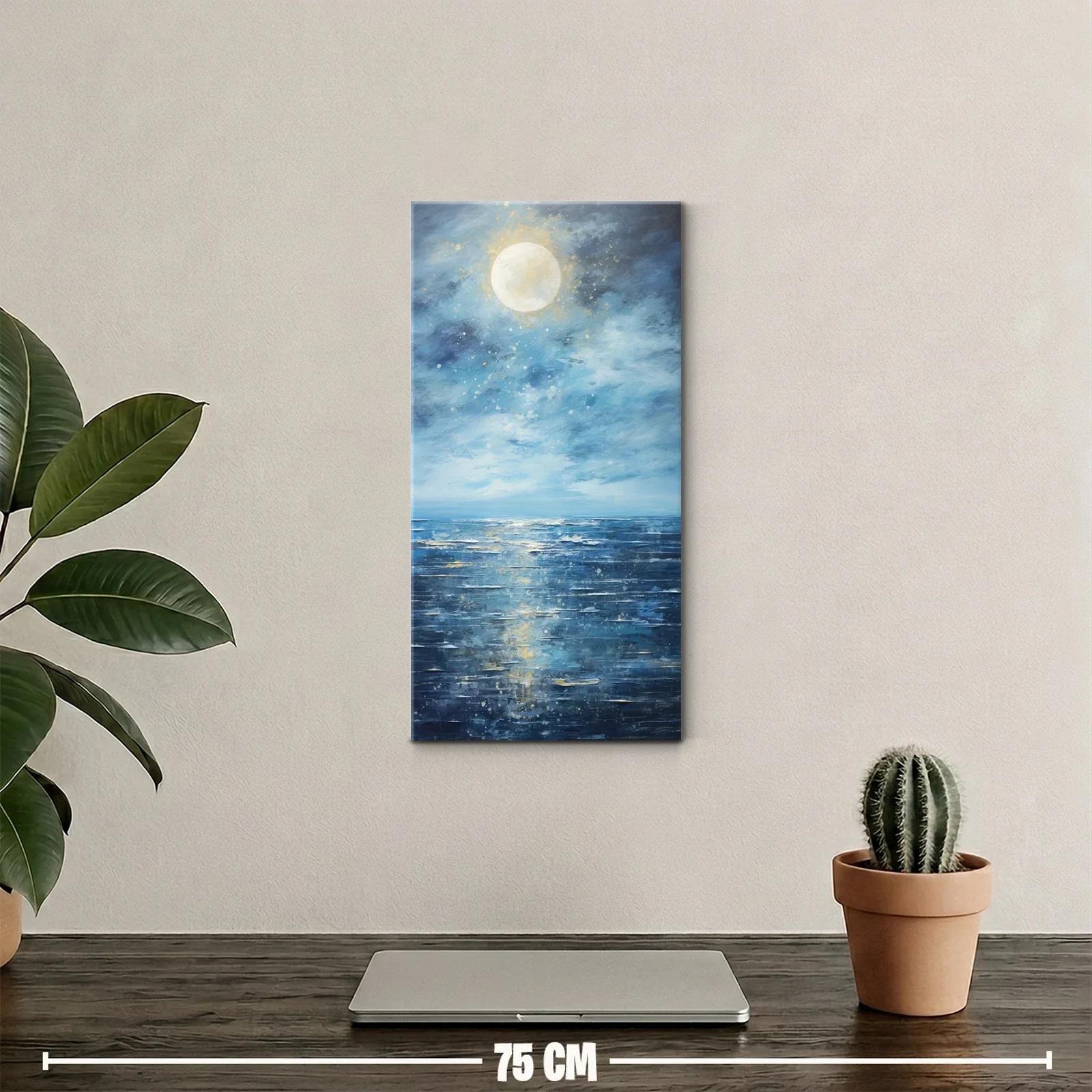 Cuadro luna sobre el mar con reflejo largo — miniatura 2