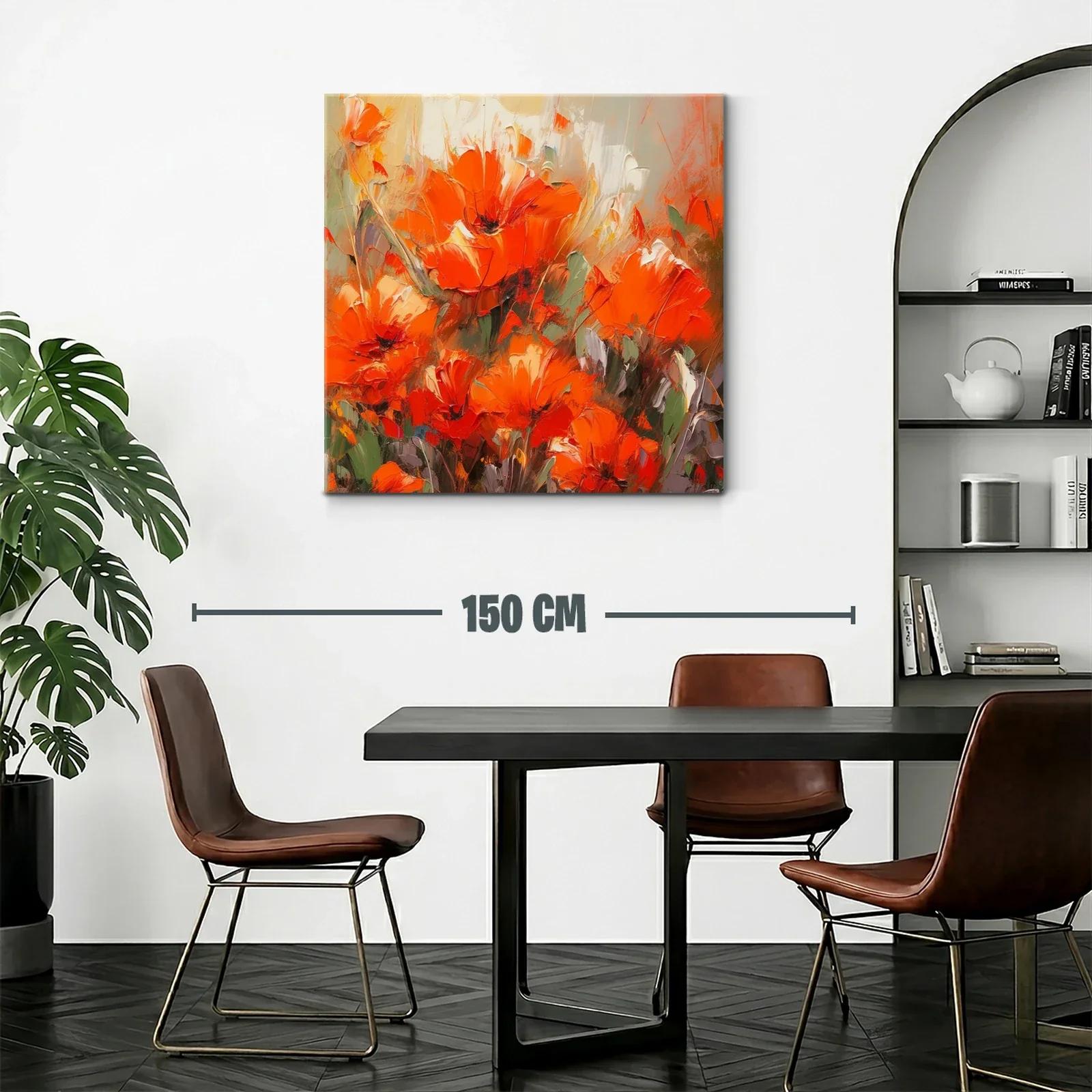 Cuadro con vibrantes amapolas naranjas en ambiente cálido — miniatura 2