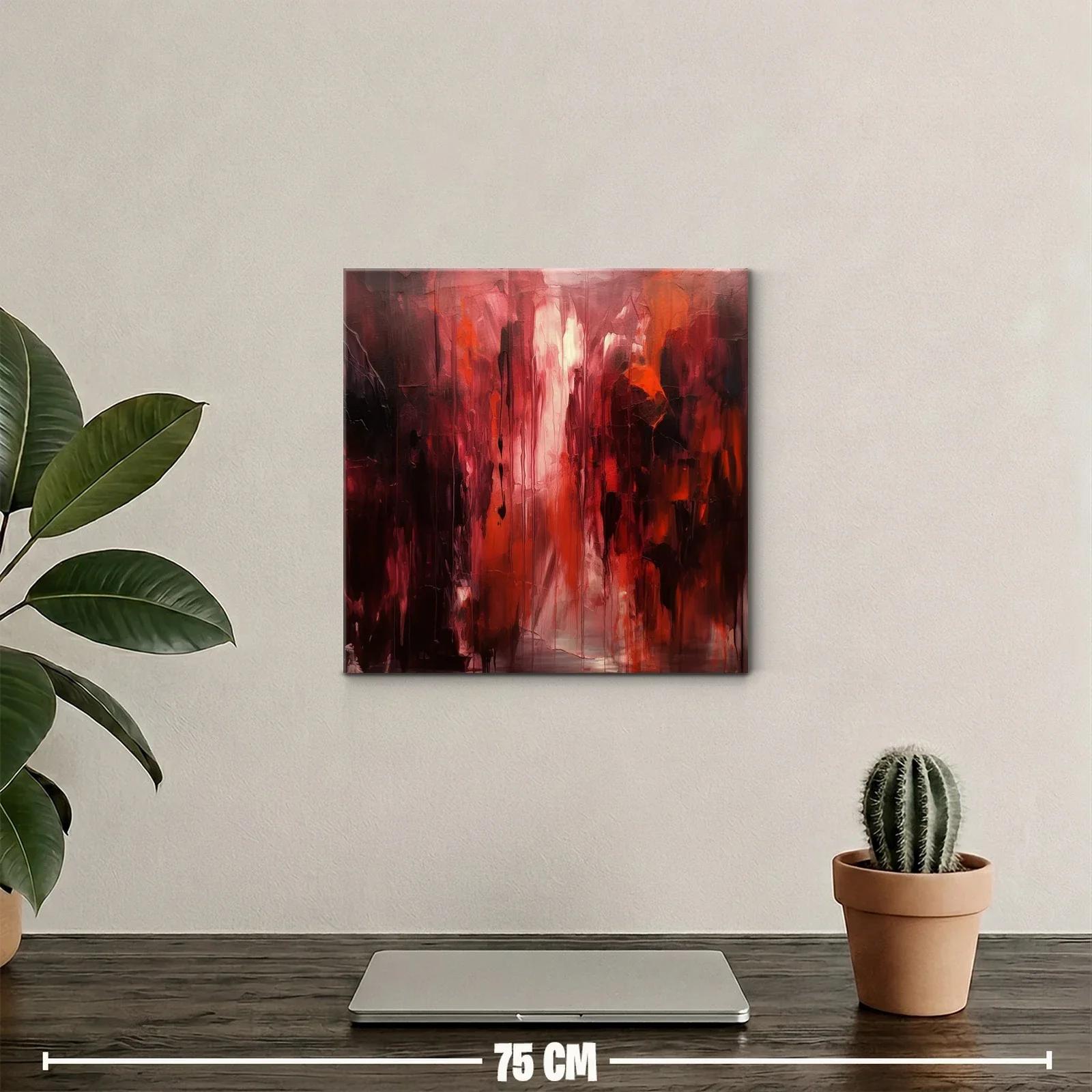Cuadro abstracto en tonos rojos y burdeos vibrantes — miniatura 2