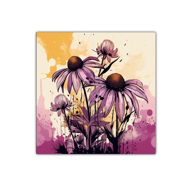 Cuadro decorativo de flores en tonos cálidos y vibrantes