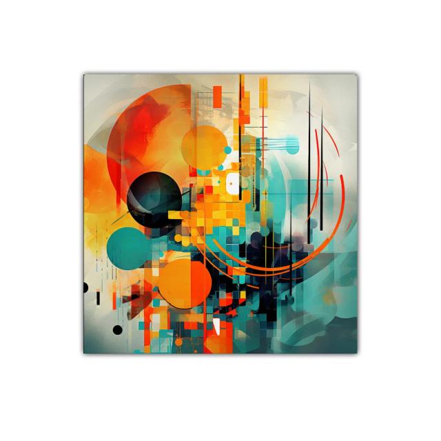 Composición geométrica vibrante con contraste de colores