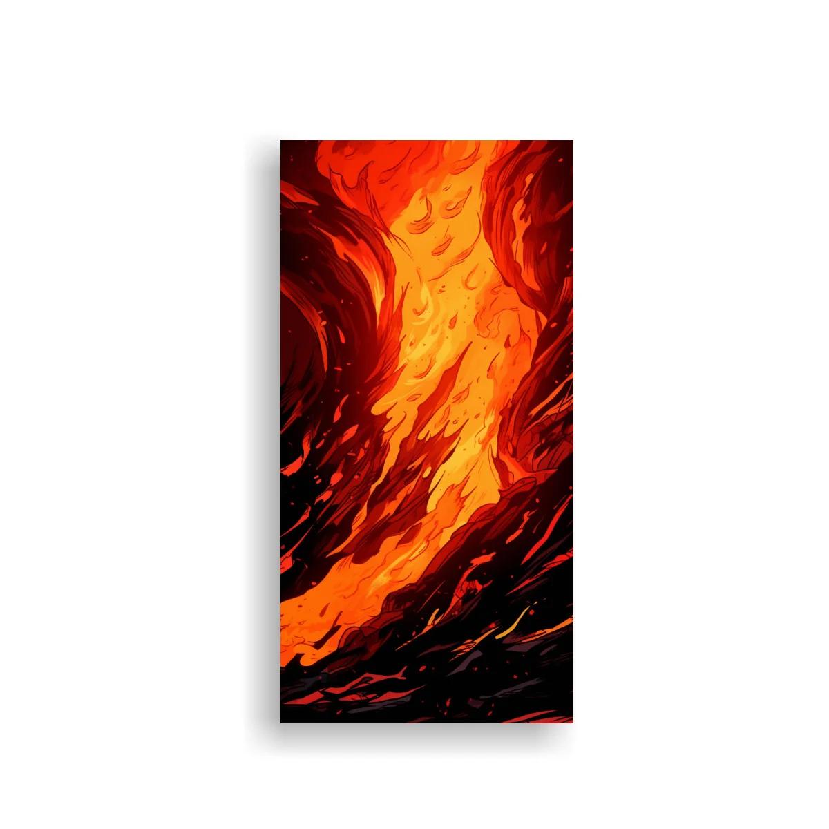 Cuadro llamas de fuego con trazo oscuro ondulante