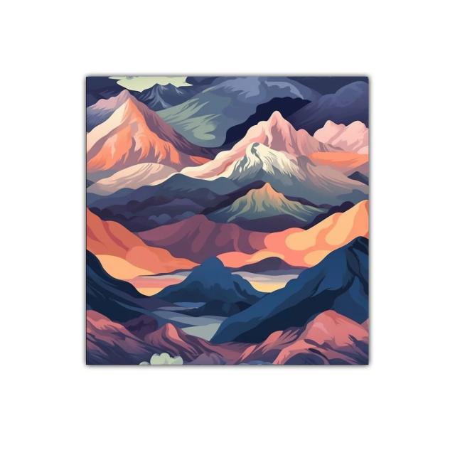 Paisaje de montañas en tonos cálidos y fríos contrastantes