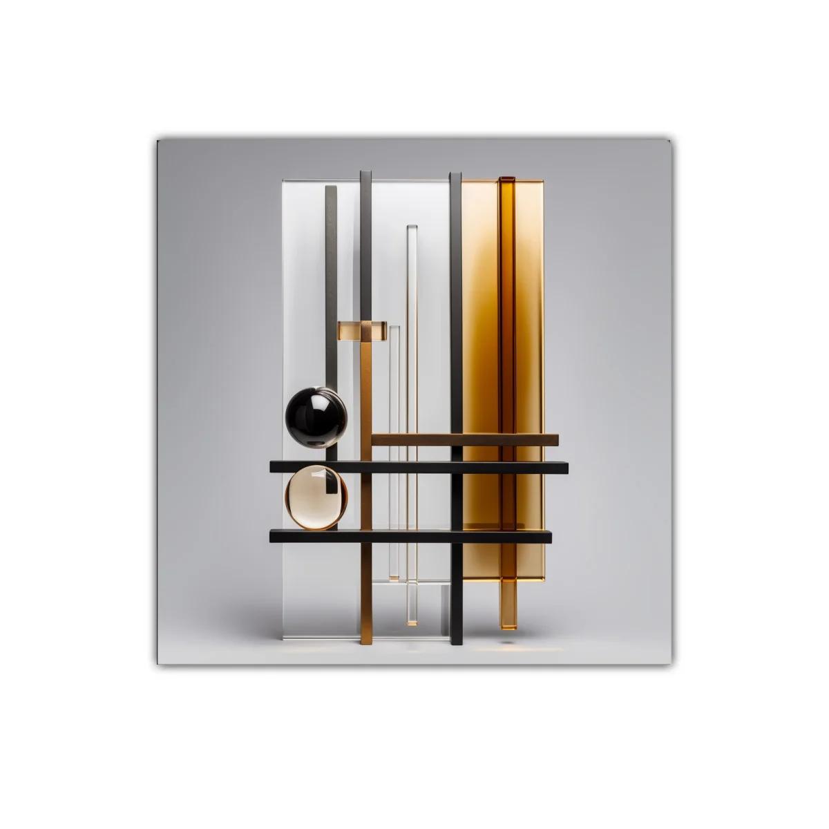 Composición geométrica moderna con tonos ámbar y negro — imagen principal
