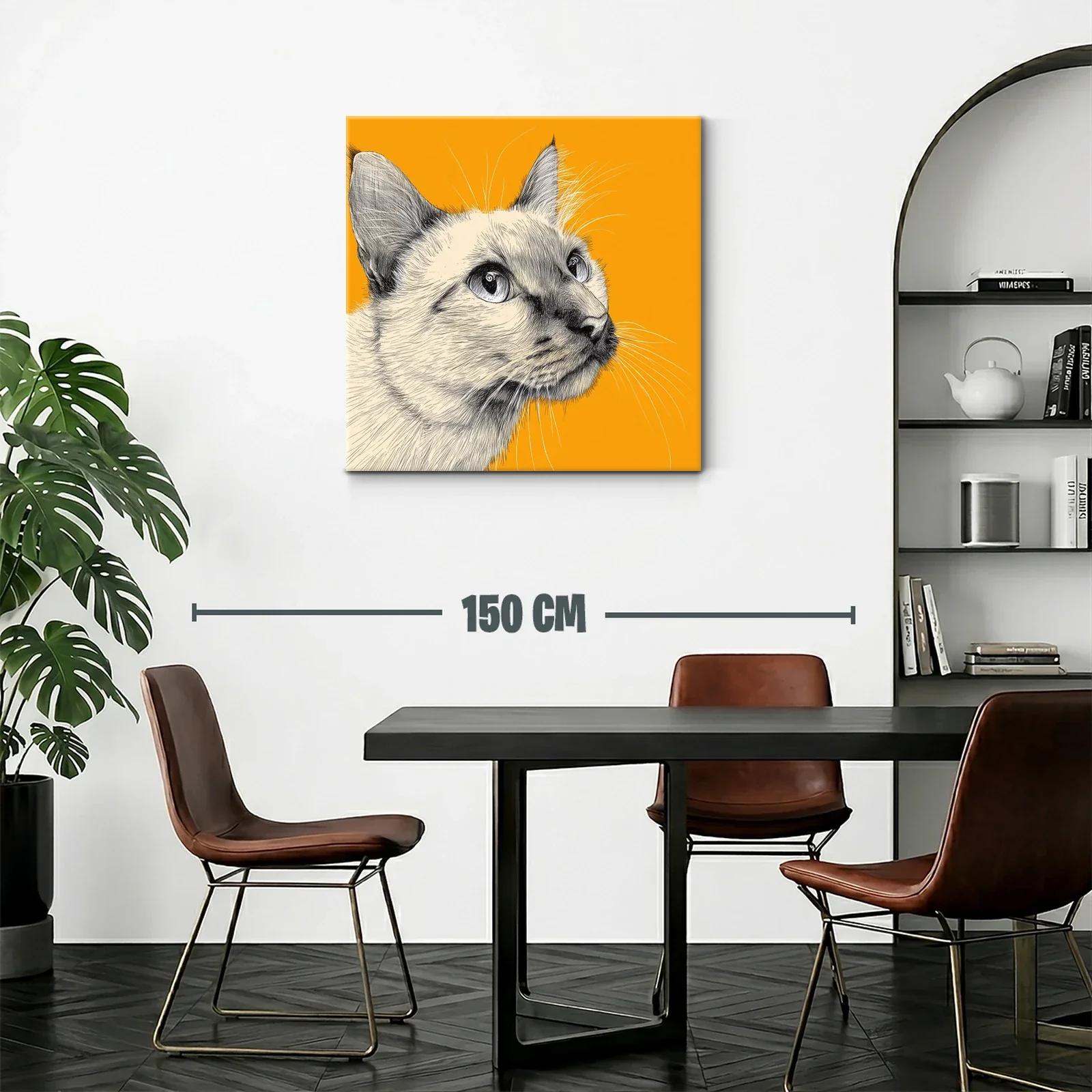 Retrato elegante de gato siamés sobre fondo naranja vibrante — miniatura 2