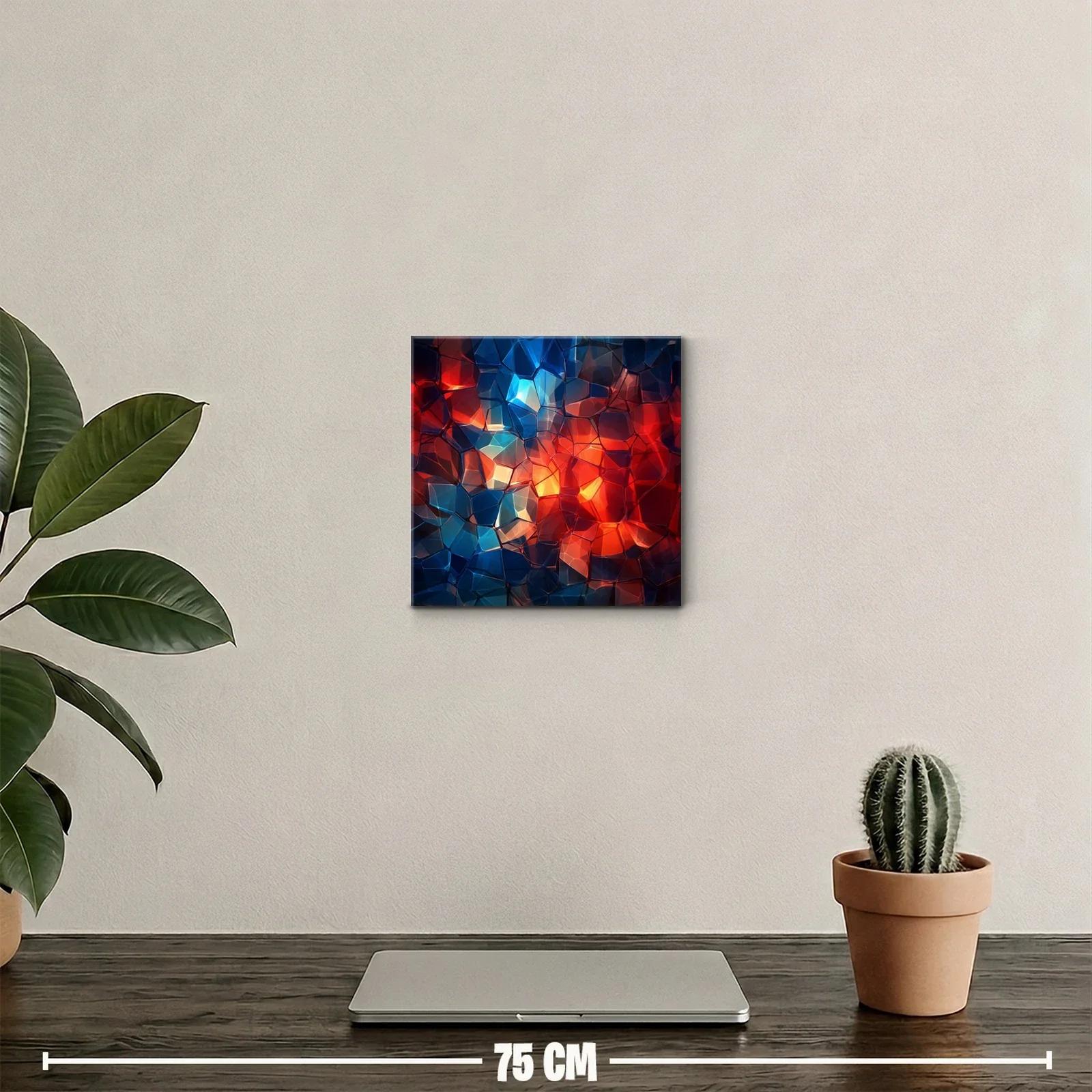 Cuadro abstracto con mosaico de tonos cálidos y fríos — miniatura 2