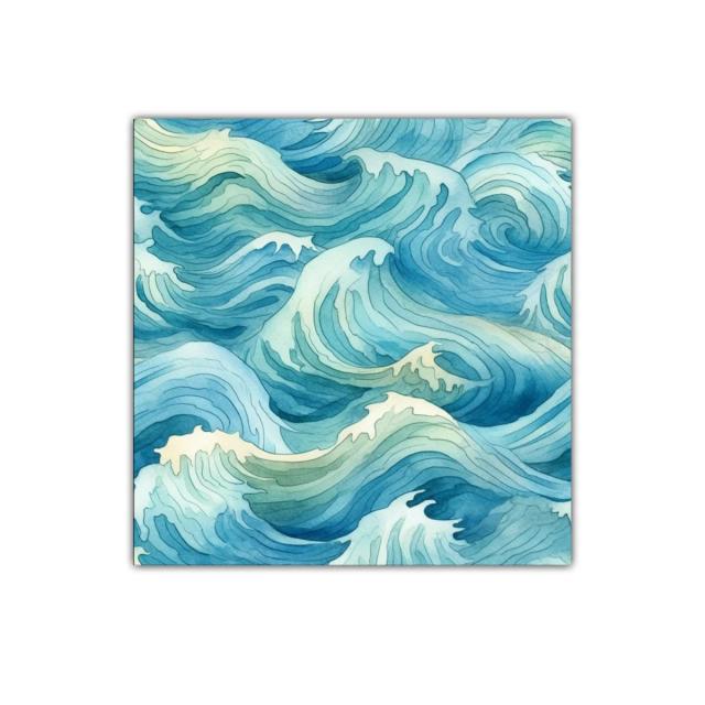 Cuadro decorativo con ondas marinas en tonos azules y verdes