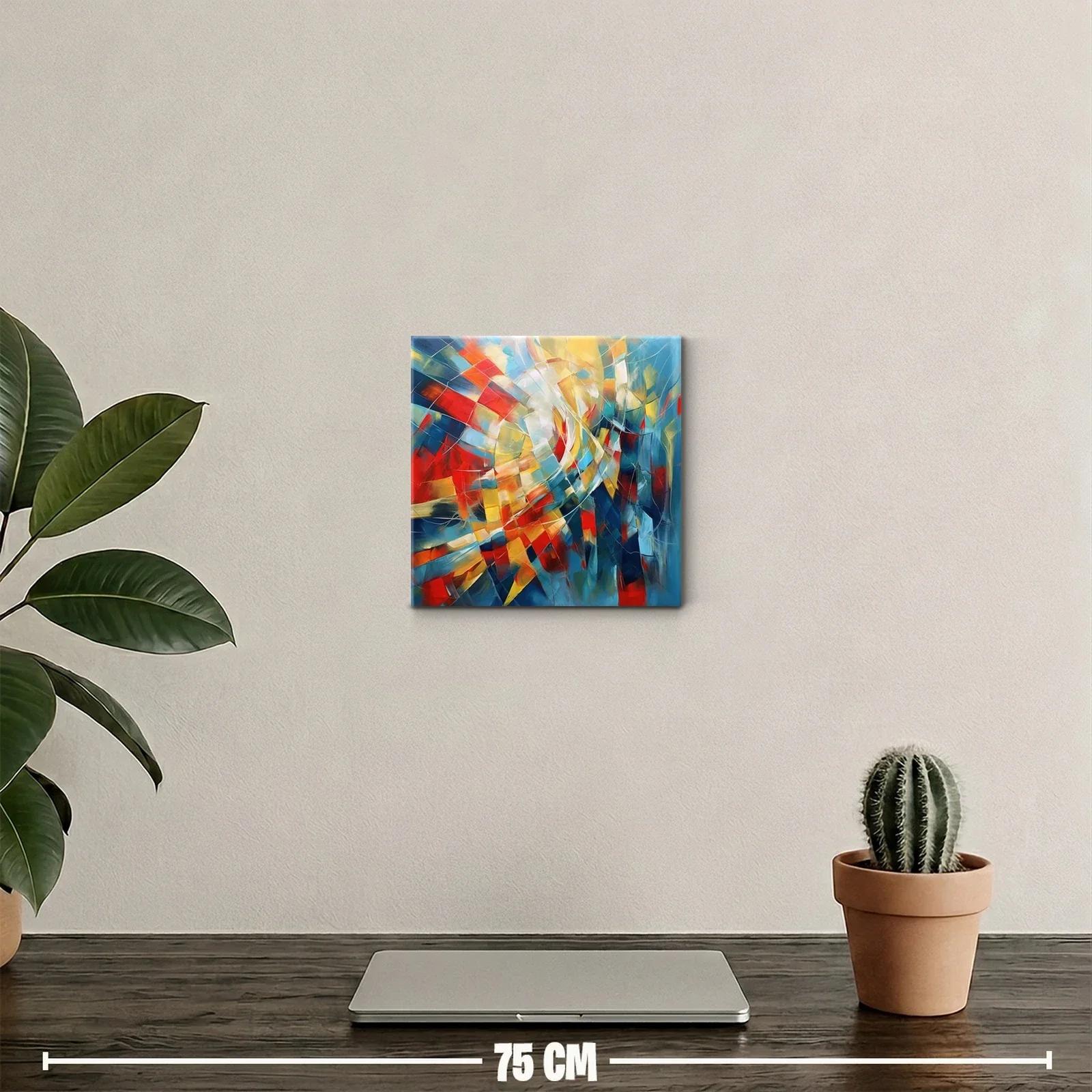 Cuadro abstracto con vibrantes formas y colores cálidos — miniatura 2