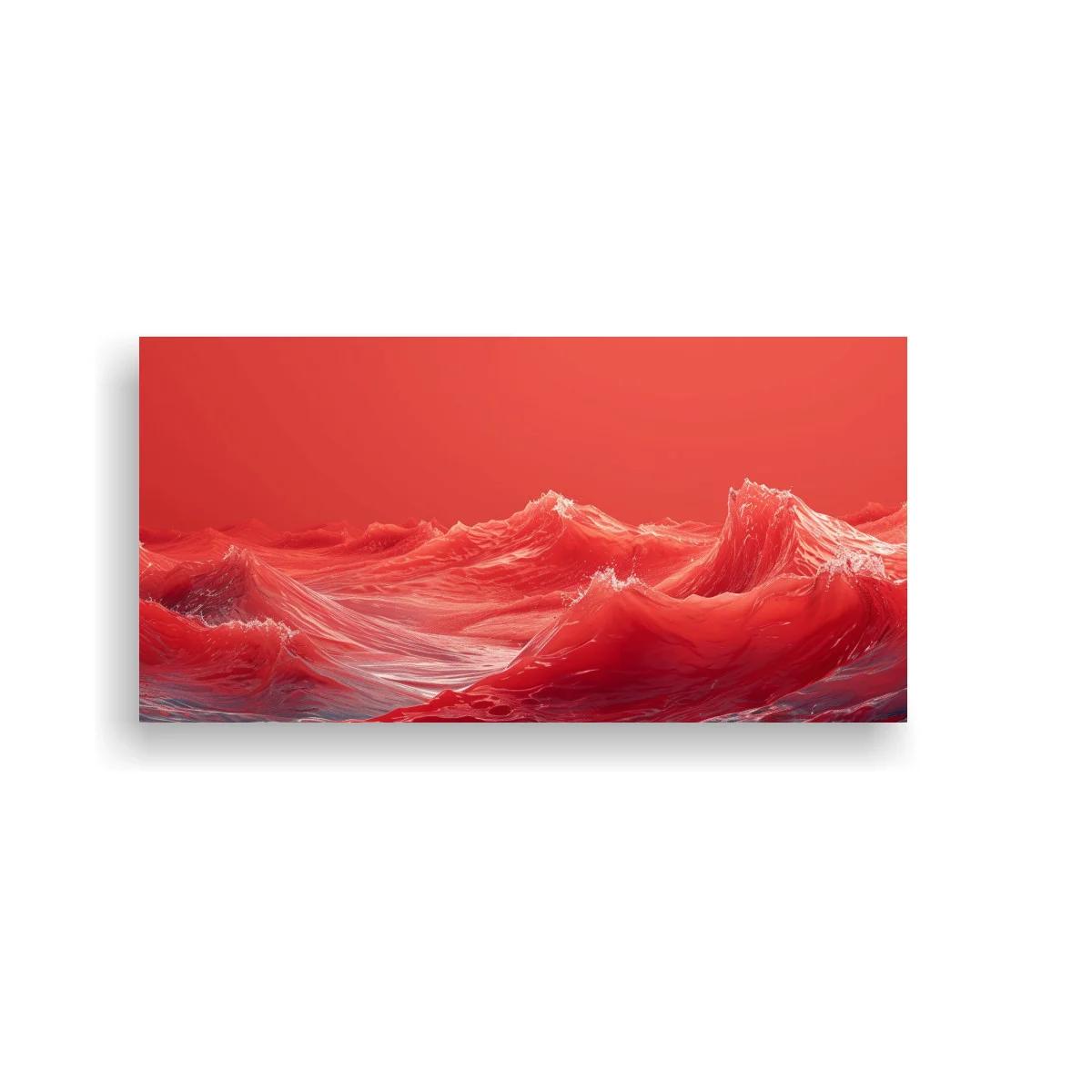 Cuadro olas del mar rojas con crestas espumosas