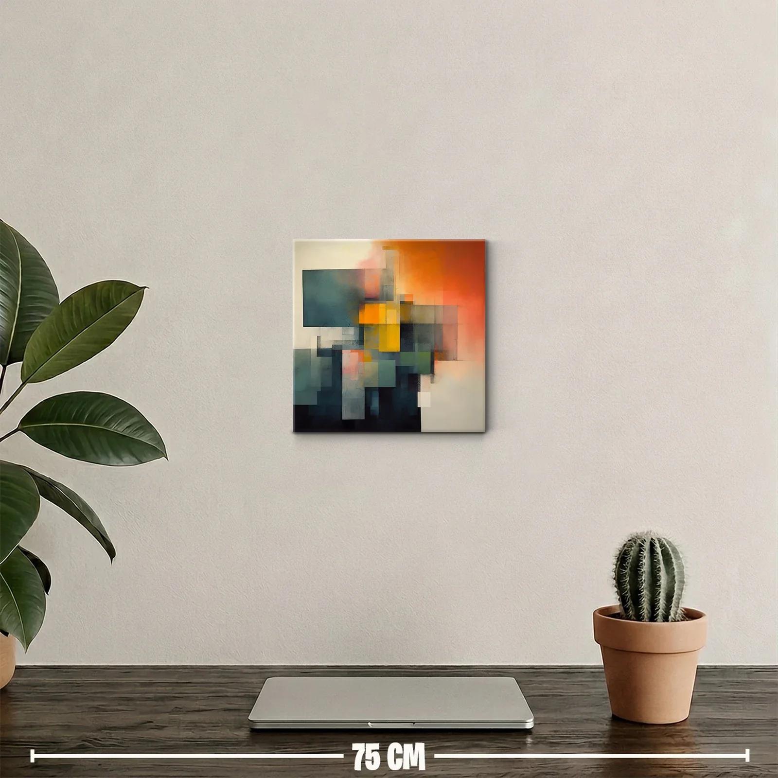Composición geométrica con tonos cálidos y fríos contrastantes — miniatura 2