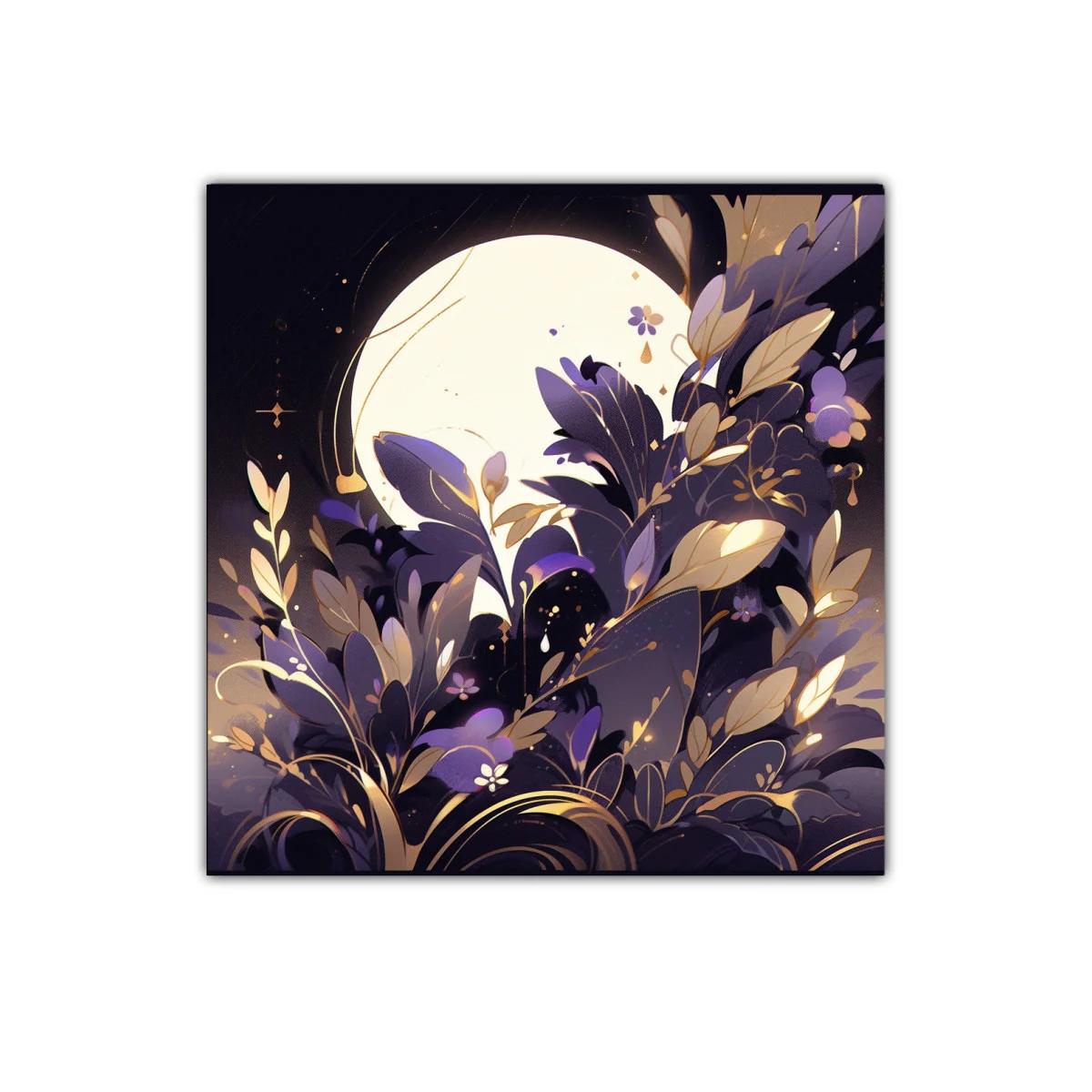 Flores y Luna en tonos morados y dorados — imagen principal